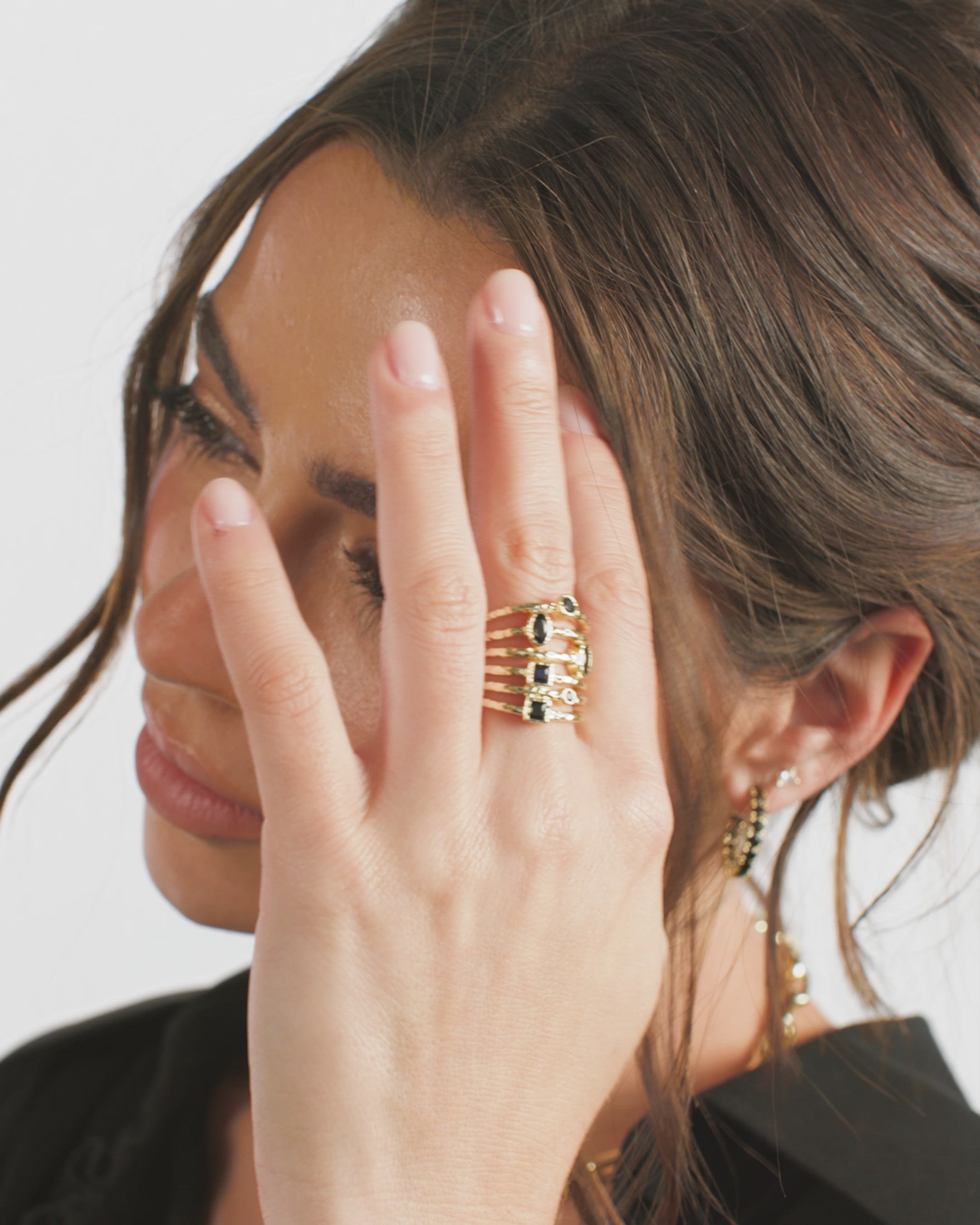 Monroe Ring - Gold|Black Diamondettes