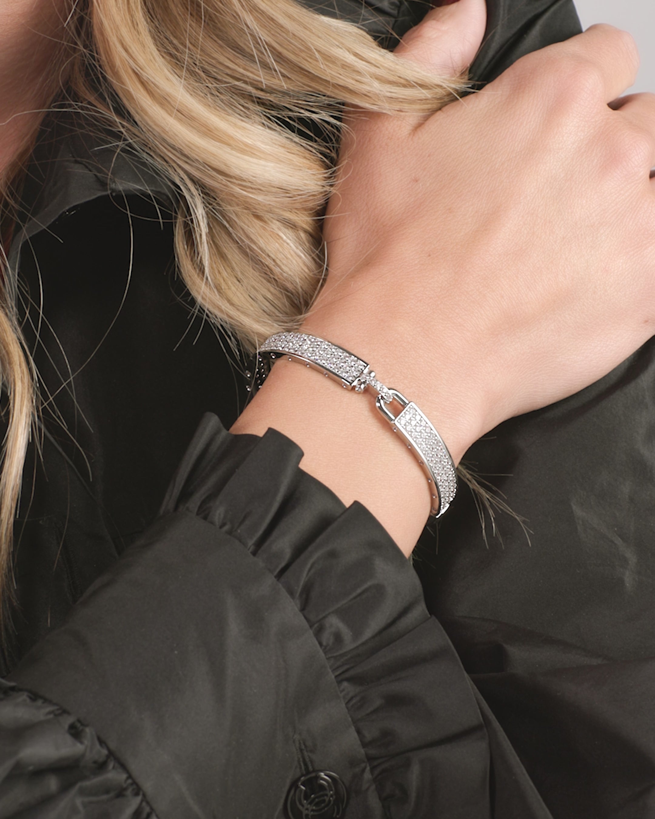 Ashley Malibu Lock Cuff 9mm - Silver|White Diamondettes – Melinda