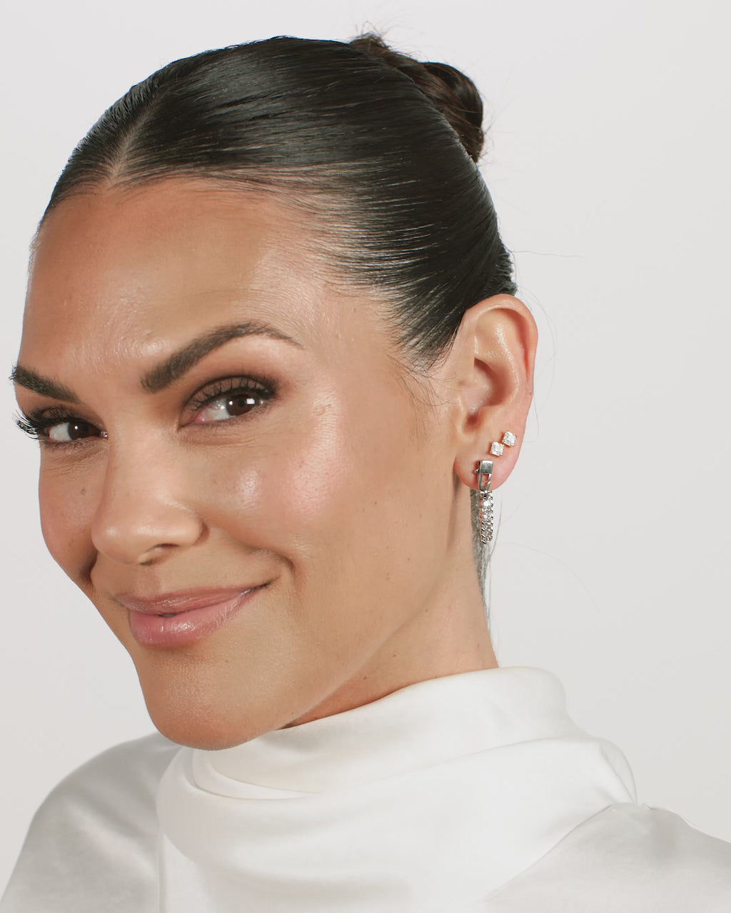 Julian Loves Diamonds 3mm Soft Hoops - Silver|White Diamondettes