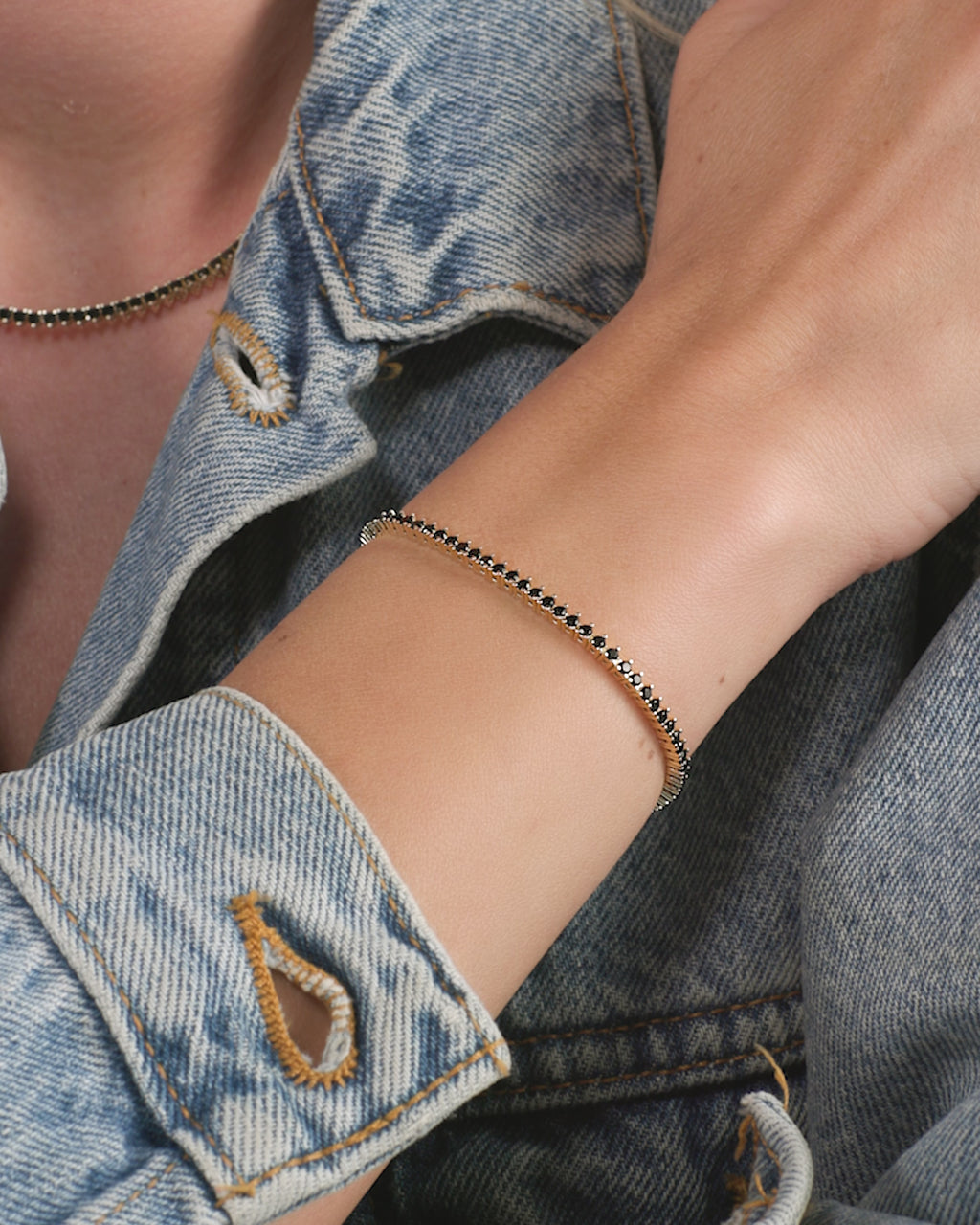 Not Your Basic Tennis Bracelet 2mm - Gold|Black Diamondettes