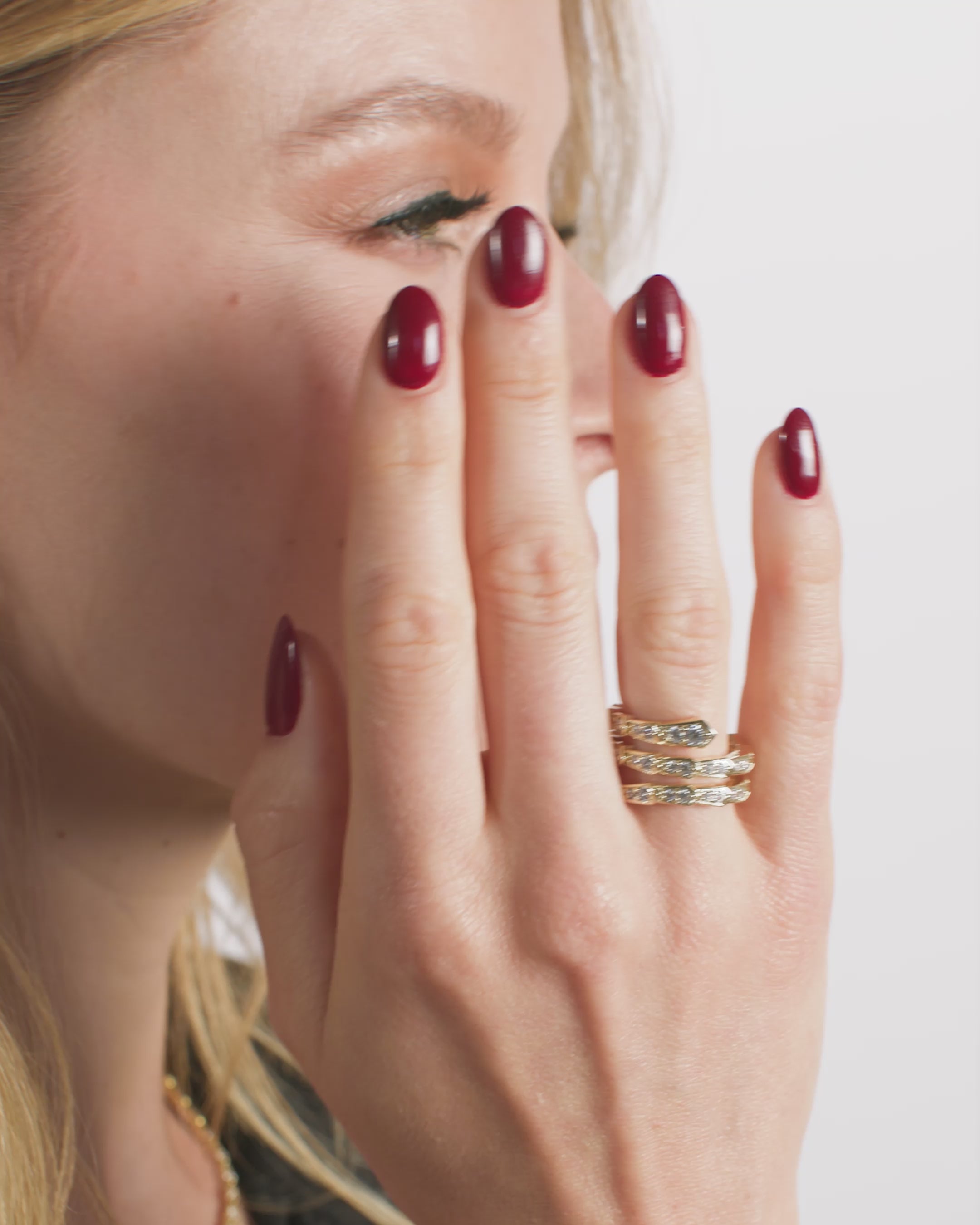 Pavé Serpent Spiral Ring - Gold|White Diamondettes