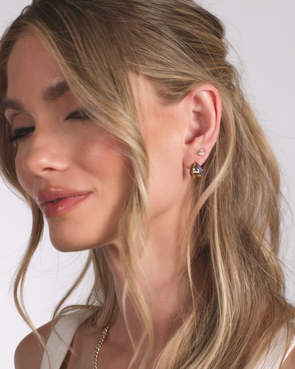 Lil Norah Split Pavé Earrings - Gold|Lavender Amethyst