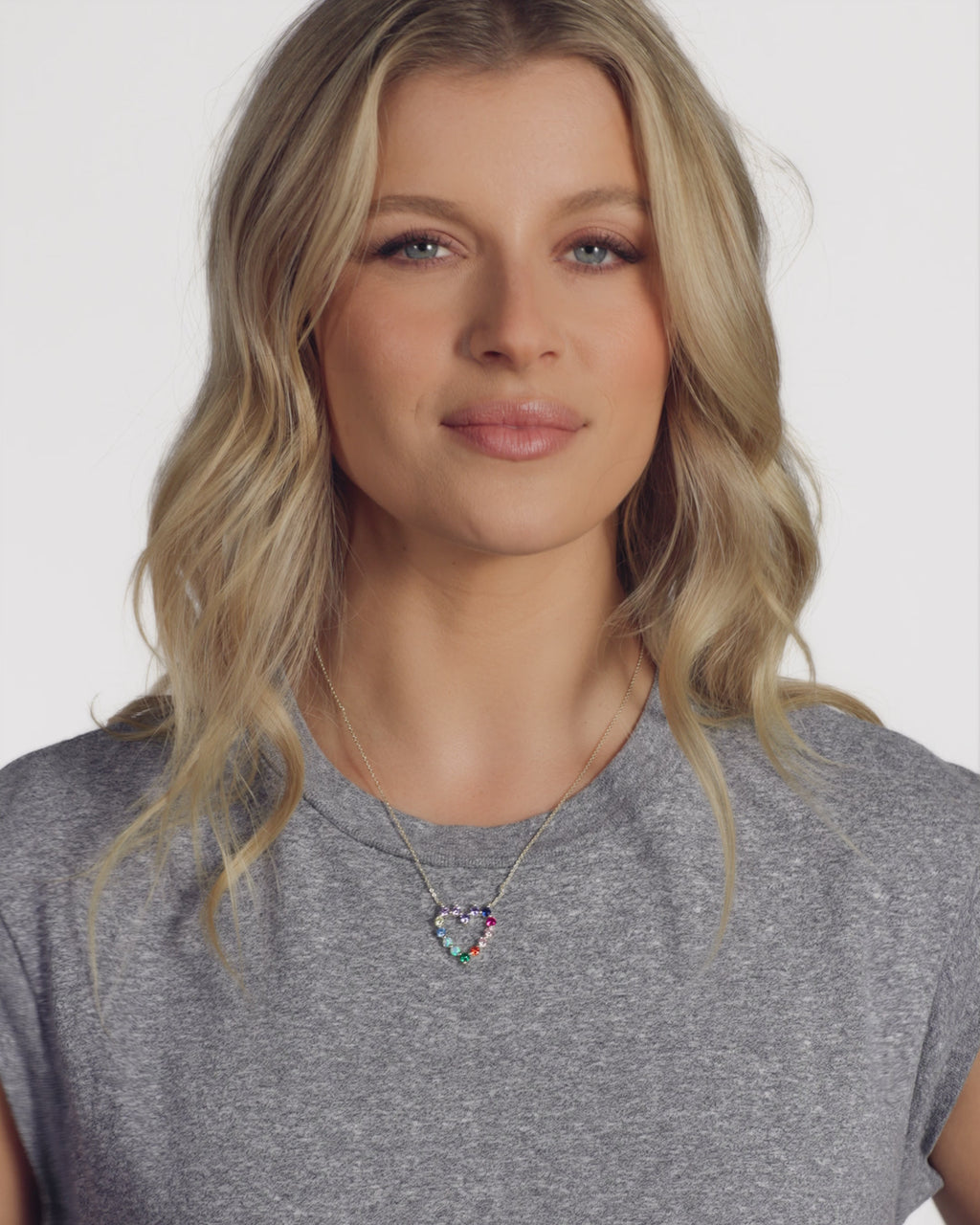 She's an Icon Small Heart Necklace - Gold|Multi Stone