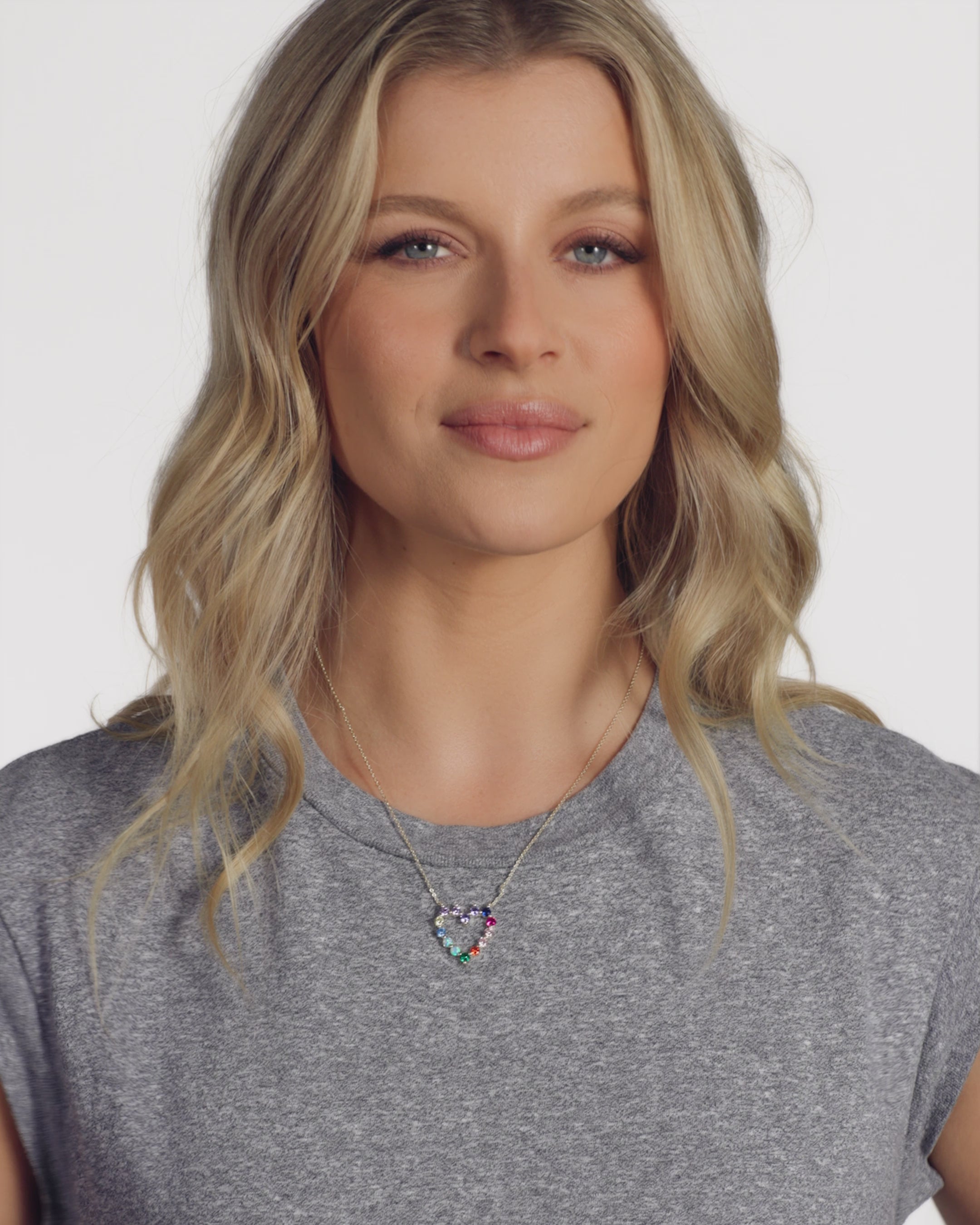 She's an Icon Small Heart Necklace - Gold|Multi Stone