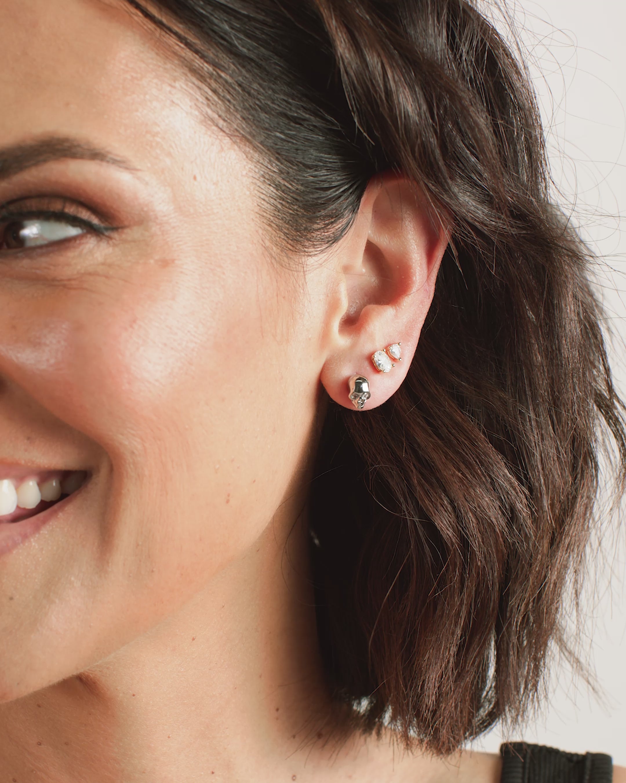 Ride or Die Studs - Silver|White Diamondettes