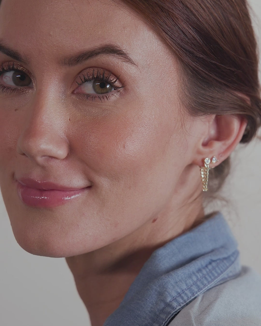 Julian 3mm Soft Chain Hoops - Gold|White Diamondettes