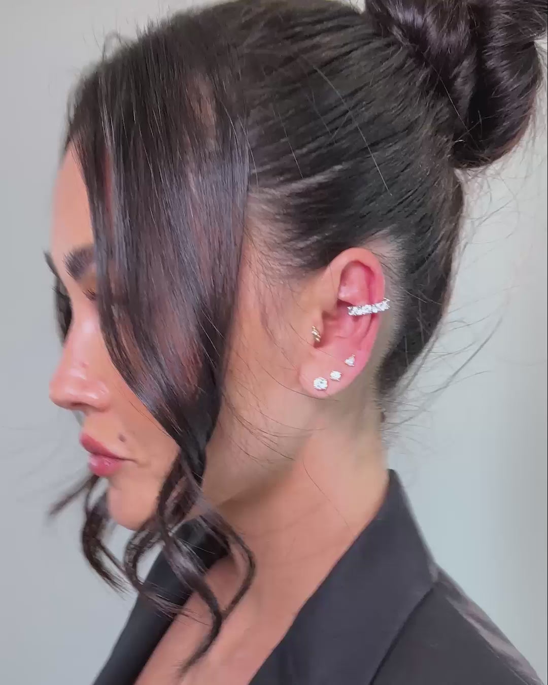 "Oh She Fancy" Ear Cuff - Silver|White Diamondettes