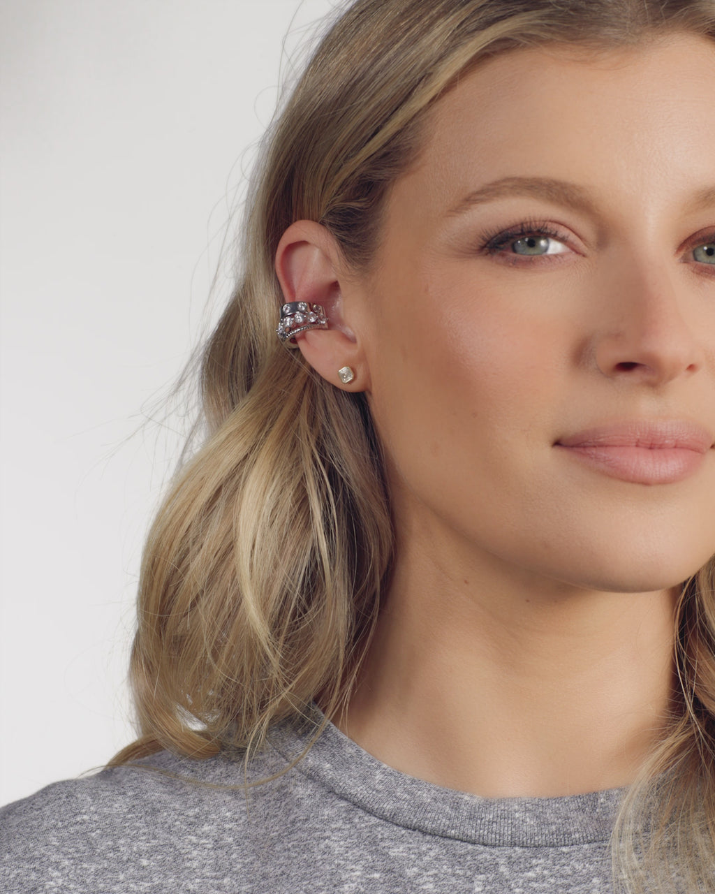 Ashley Venice Ear Cuff - Silver|White Diamondettes