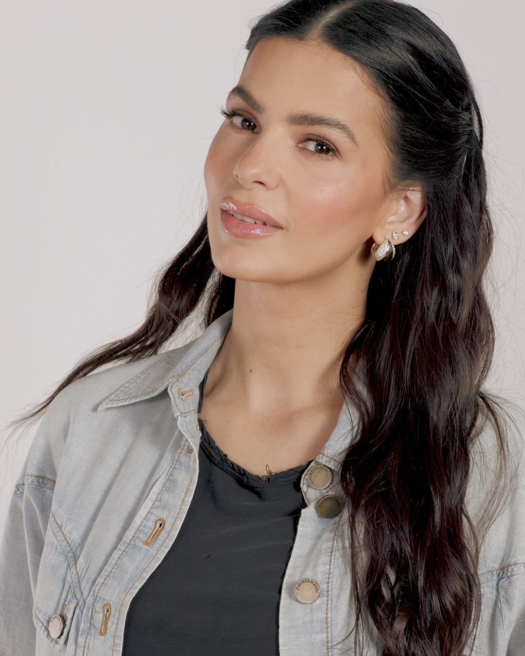 Norah Split Pavé Earrings - Gold|White Diamondettes