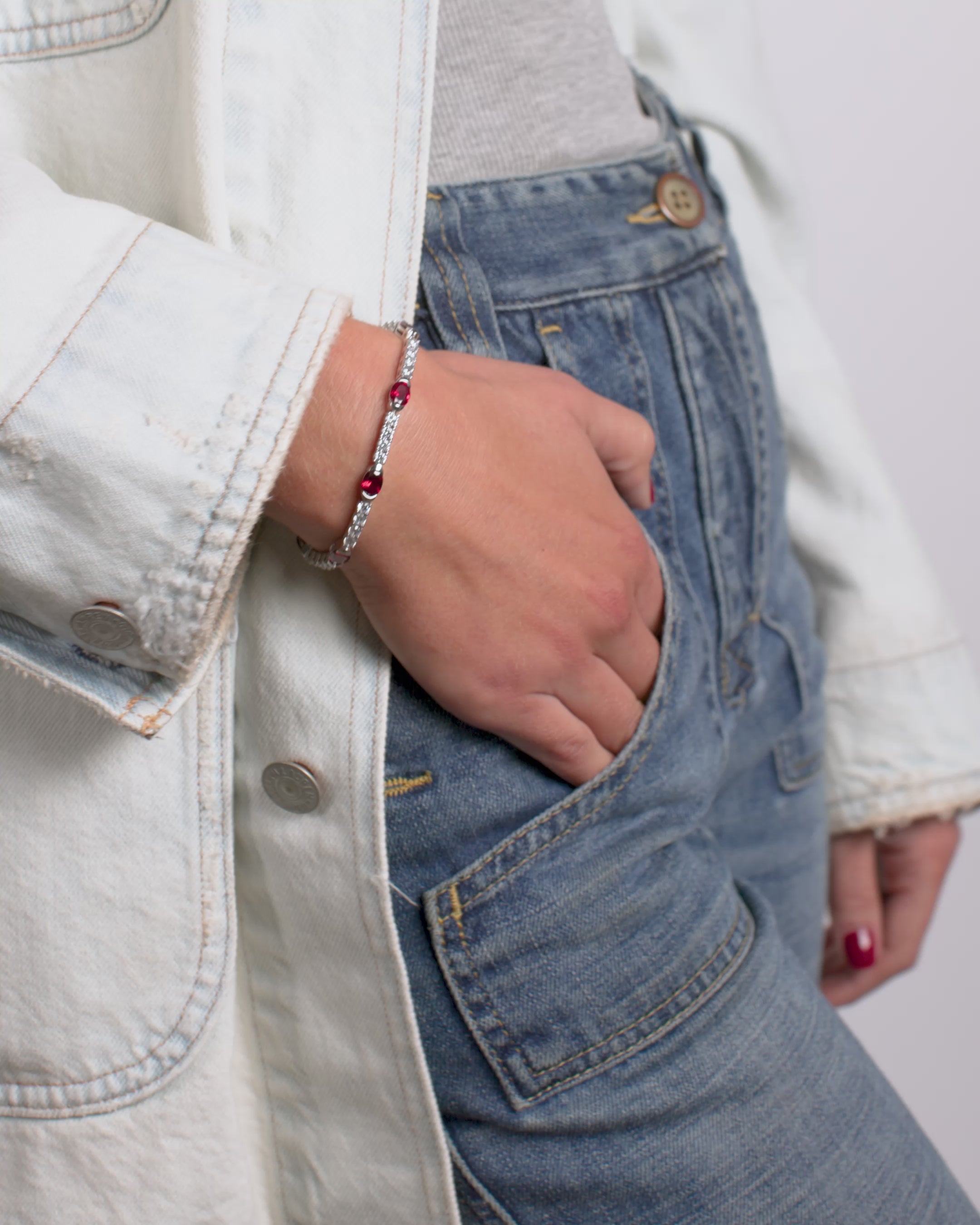 The Maven Tennis Bracelet 3mm - Silver|Ruby