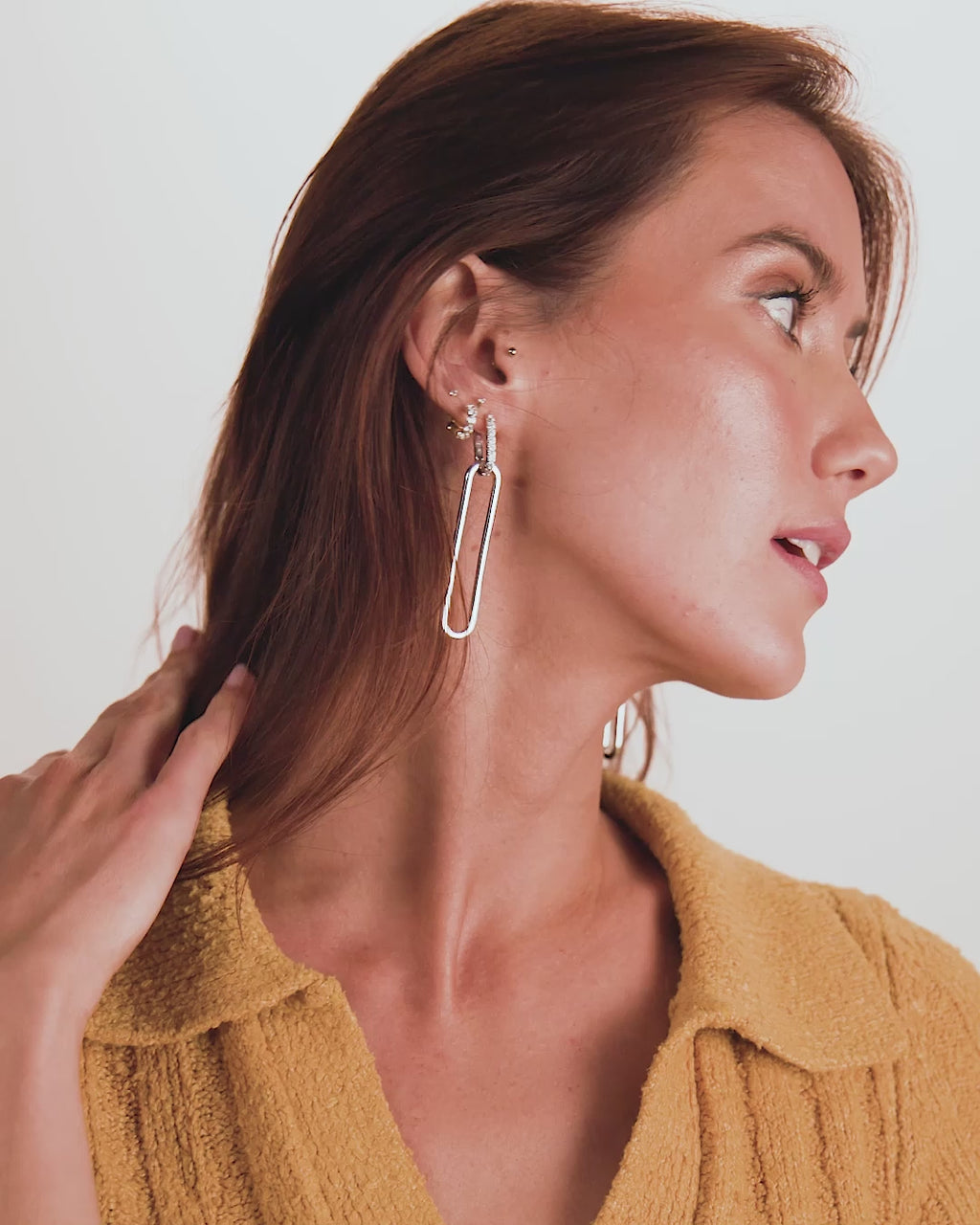 XL Carrie Chain Convertible Huggies - Silver|White Diamondettes