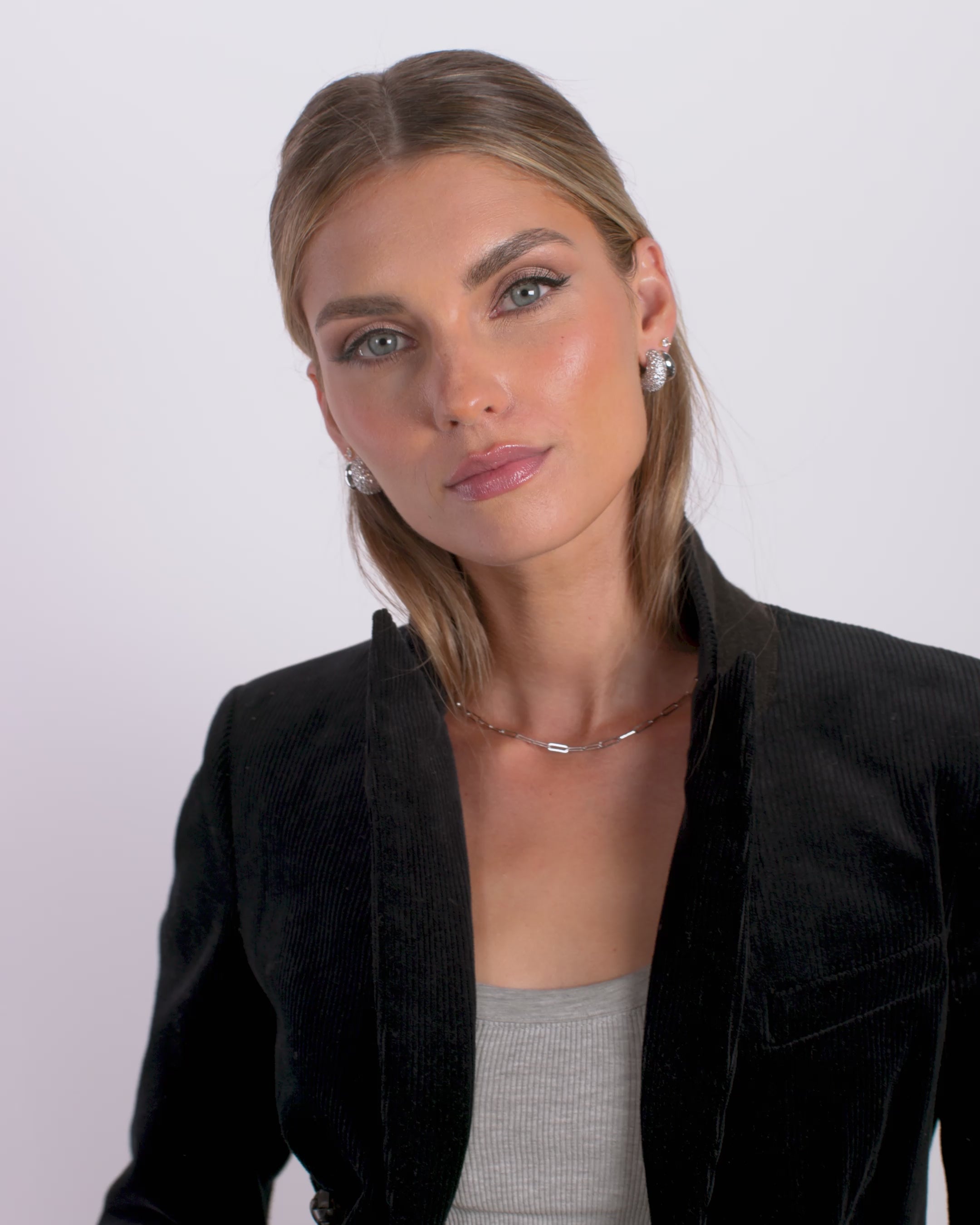 Norah Pavé Double Hoop - Silver|White Diamondettes