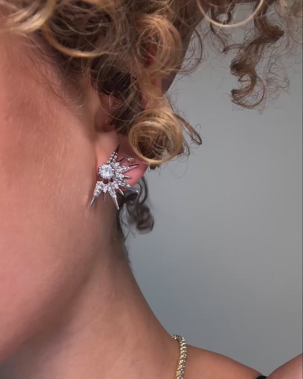 Gabriella Sunburst Stud Earrings - Silver|White Diamondettes