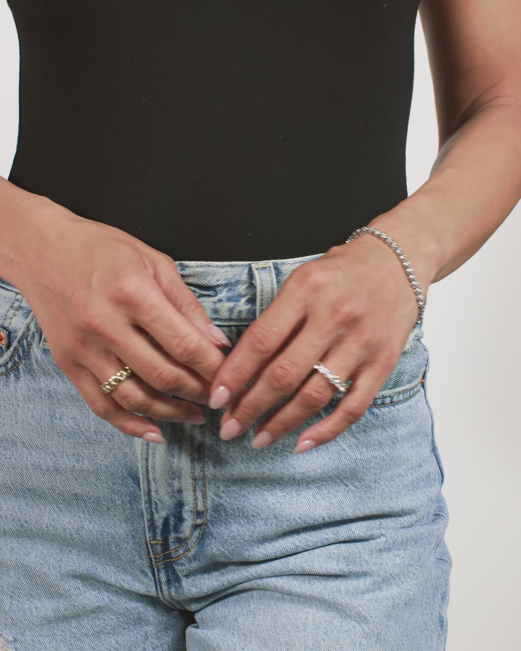 Baroness Tennis Bracelet 3mm - Silver|White Diamondettes