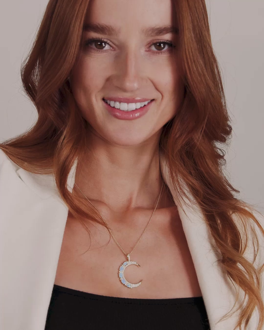 She's an Icon Moon Necklace - Gold|Blue Opal