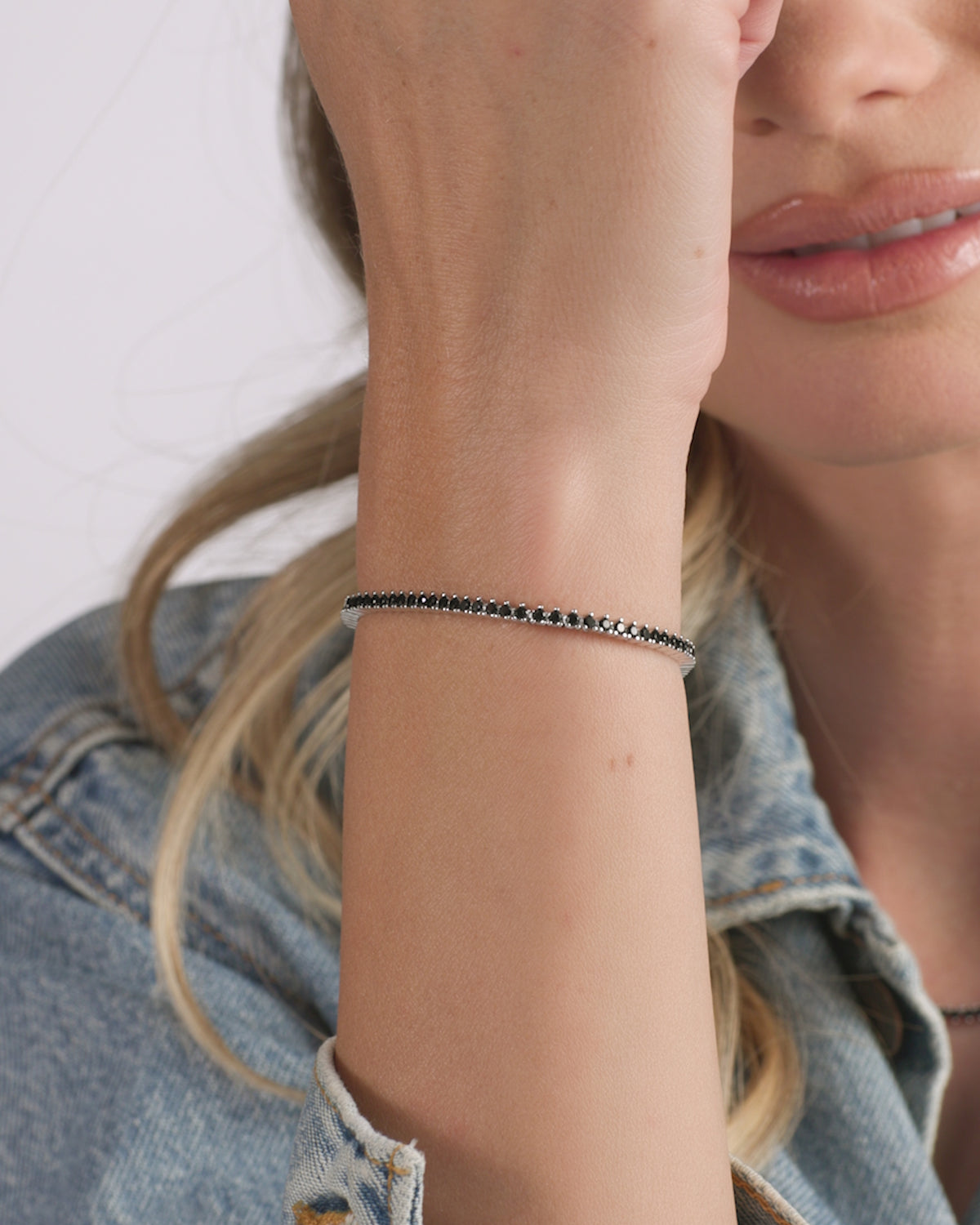 Not Your Basic Tennis Bracelet 2mm - Silver|Black Diamondettes