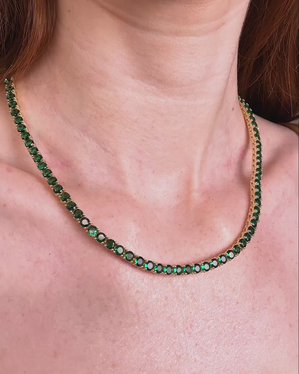Grand Heiress Tennis Necklace - Gold|Emerald