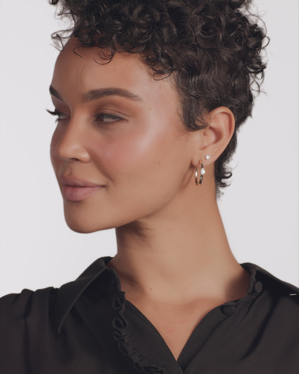 She's on Point Hoops 1" - Gold|White Diamondettes