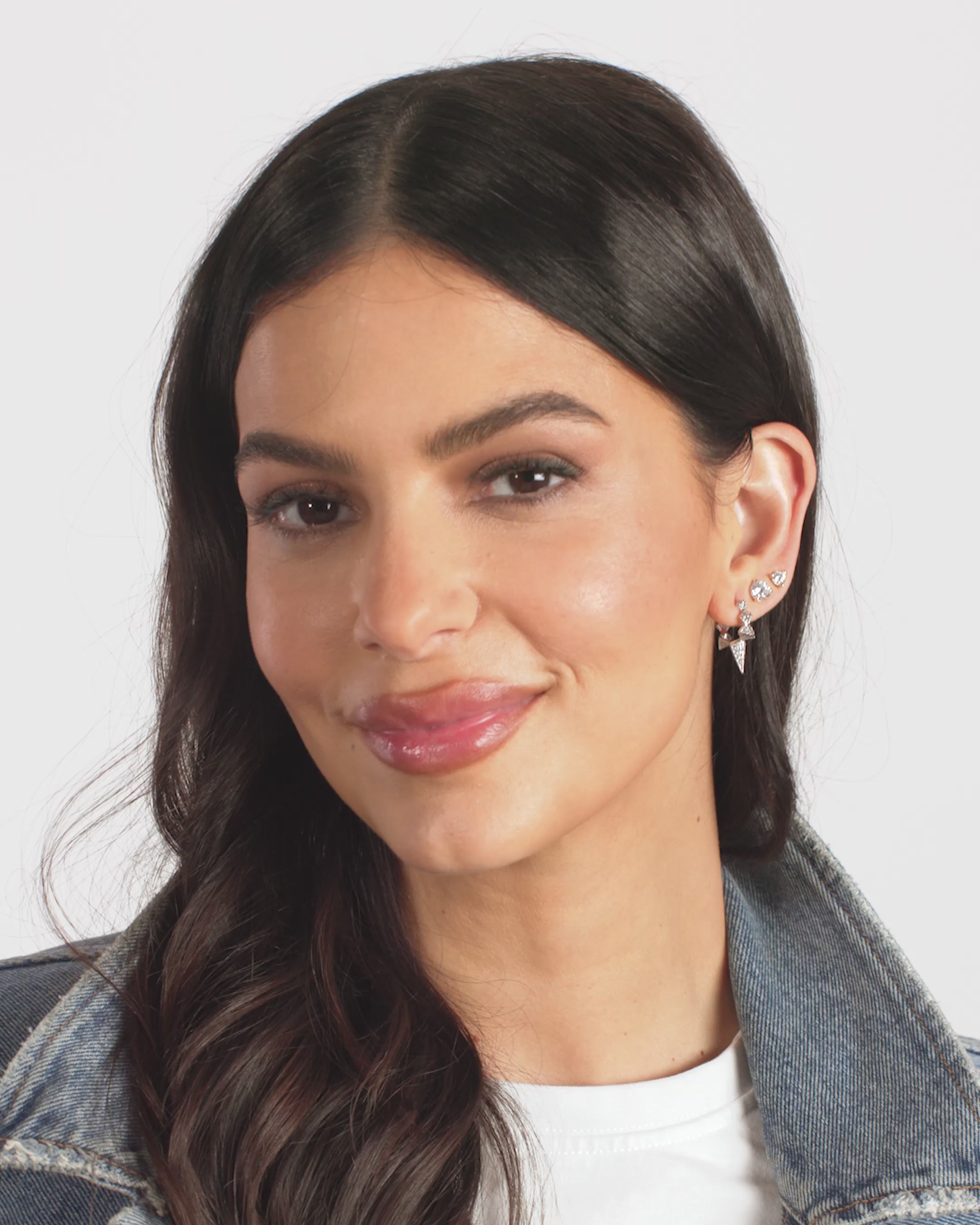 Gabriella Pavé Spiked Hoops - Silver|White Diamondettes