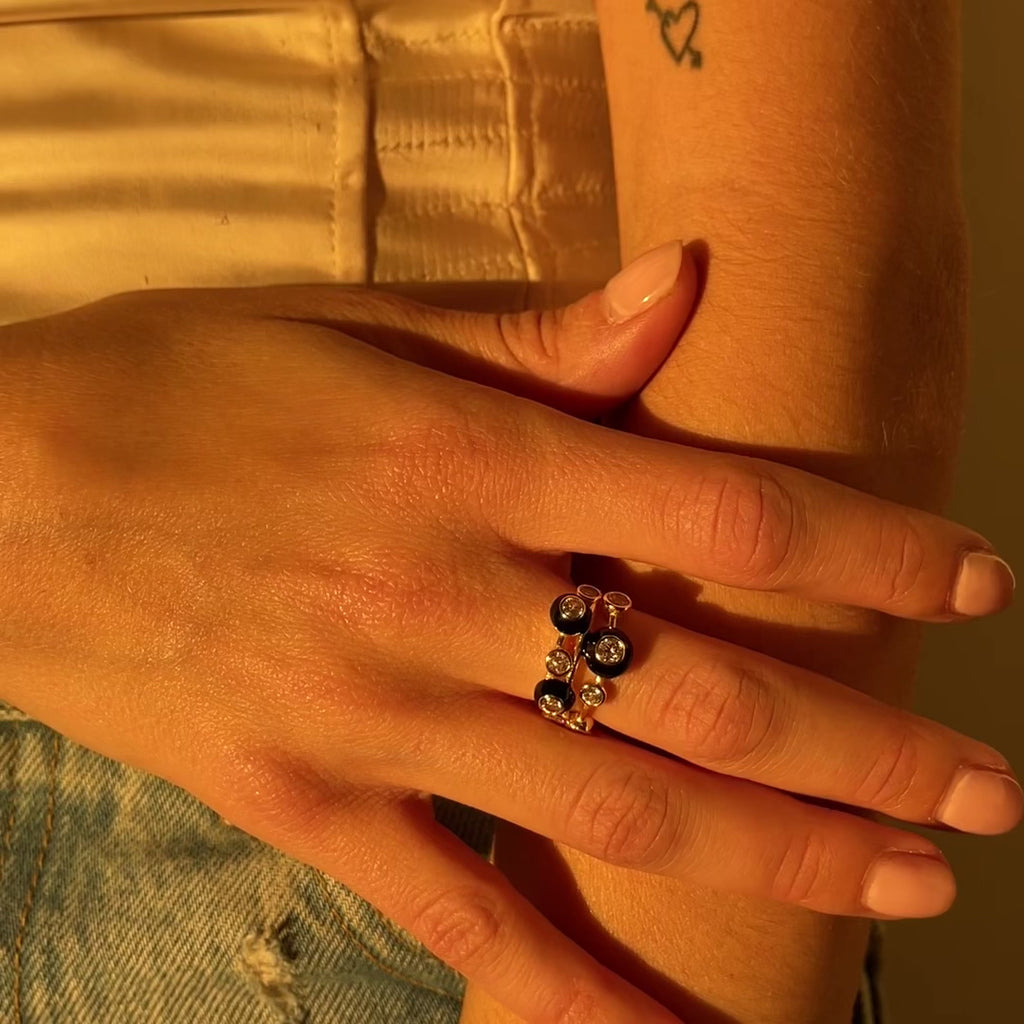 Cloud 9 Black Ring - Gold