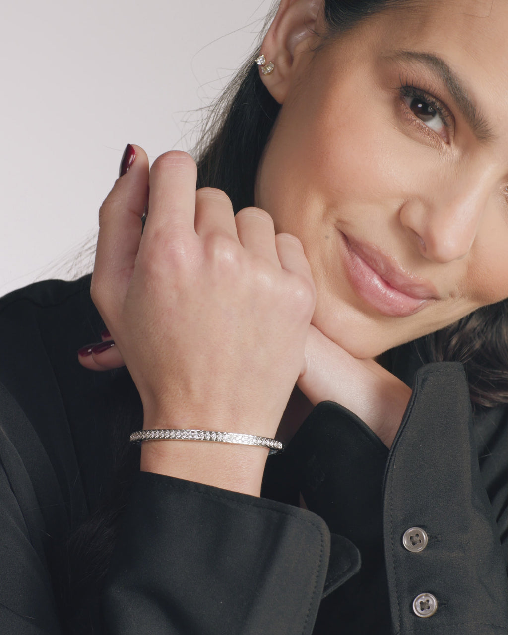 Ashley Pavé Cuff 4mm - Silver|White Diamondettes