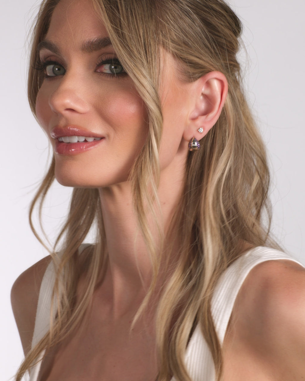 Lil Norah Split Pavé Earrings - Silver|Lavender Amethyst