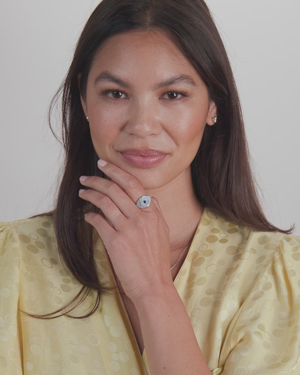 Blue Evil Eye Ring - Silver|White Diamondettes