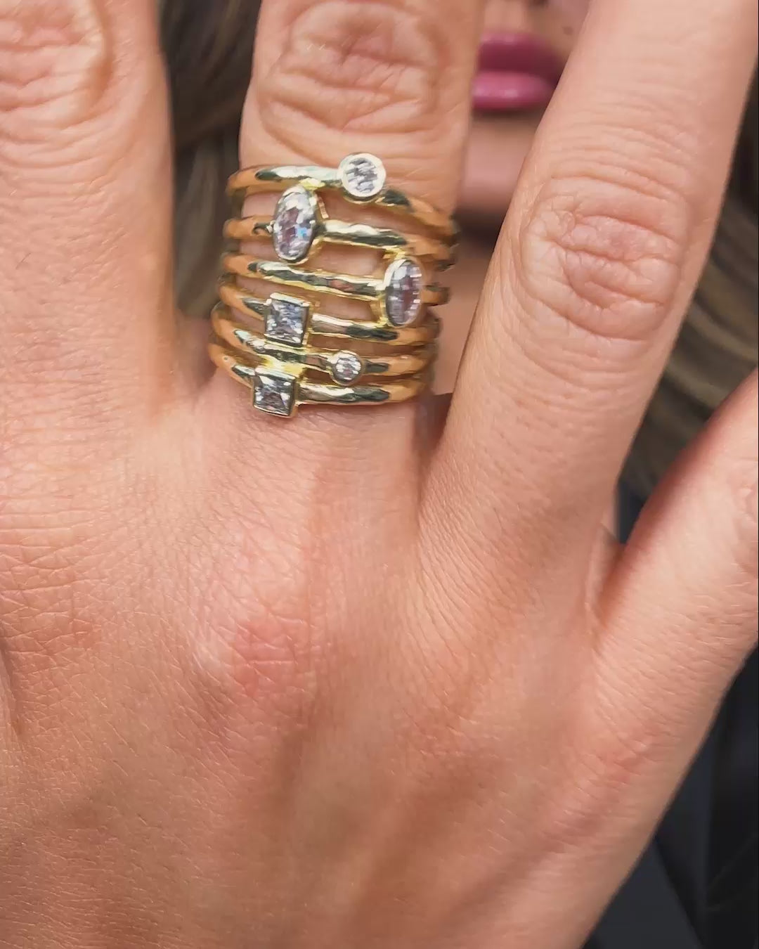 Monroe Ring - Gold|White Diamondettes