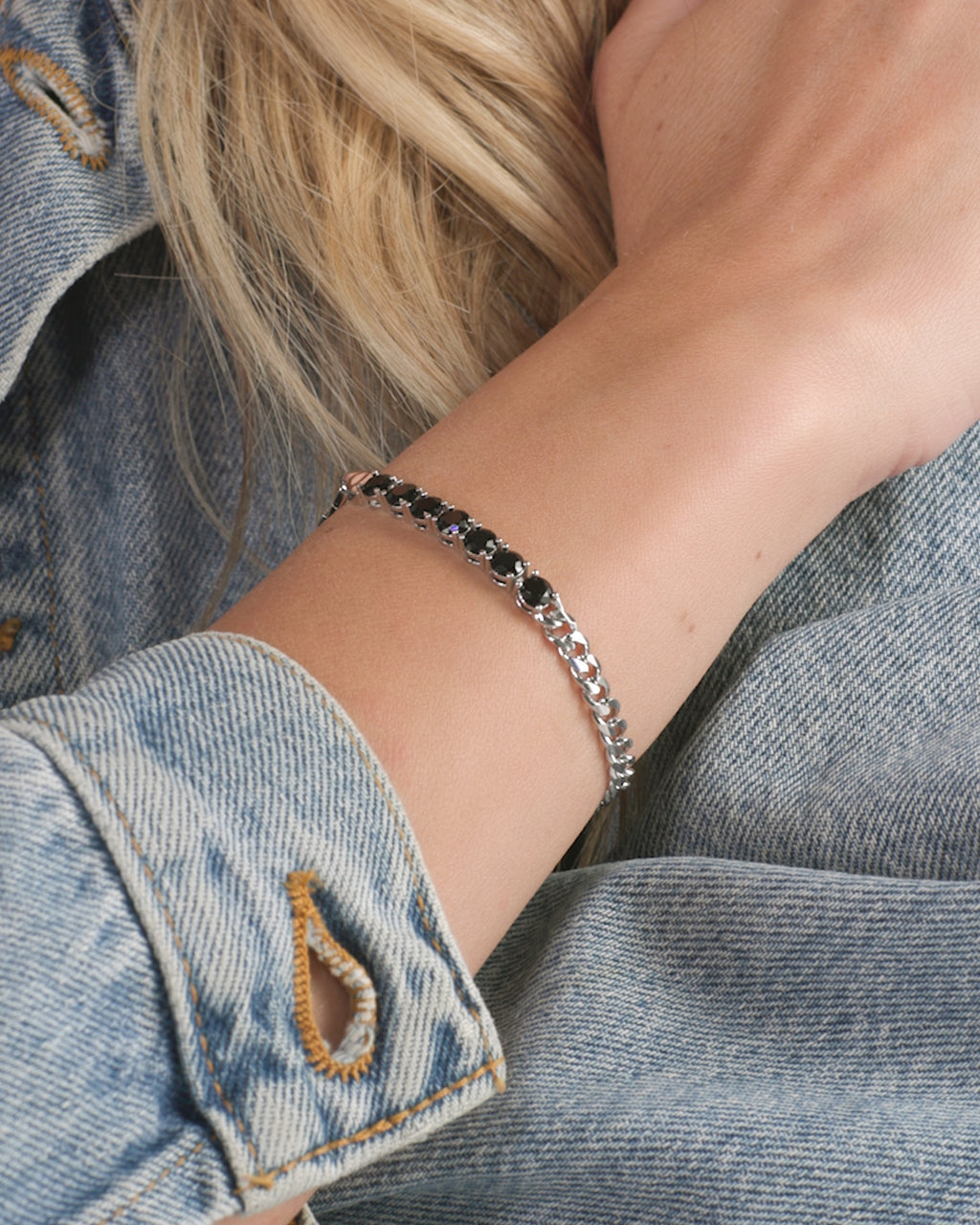 Julian Loves Diamonds Bracelet 5mm - Silver|Black Diamondettes