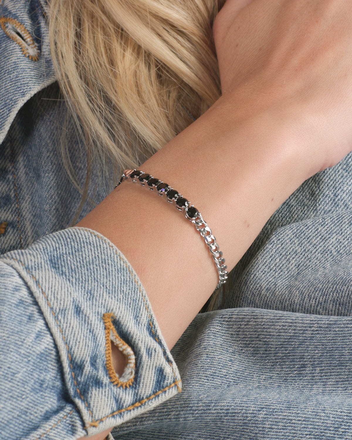 Julian Loves Diamonds Bracelet 5mm - Silver|Black Diamondettes