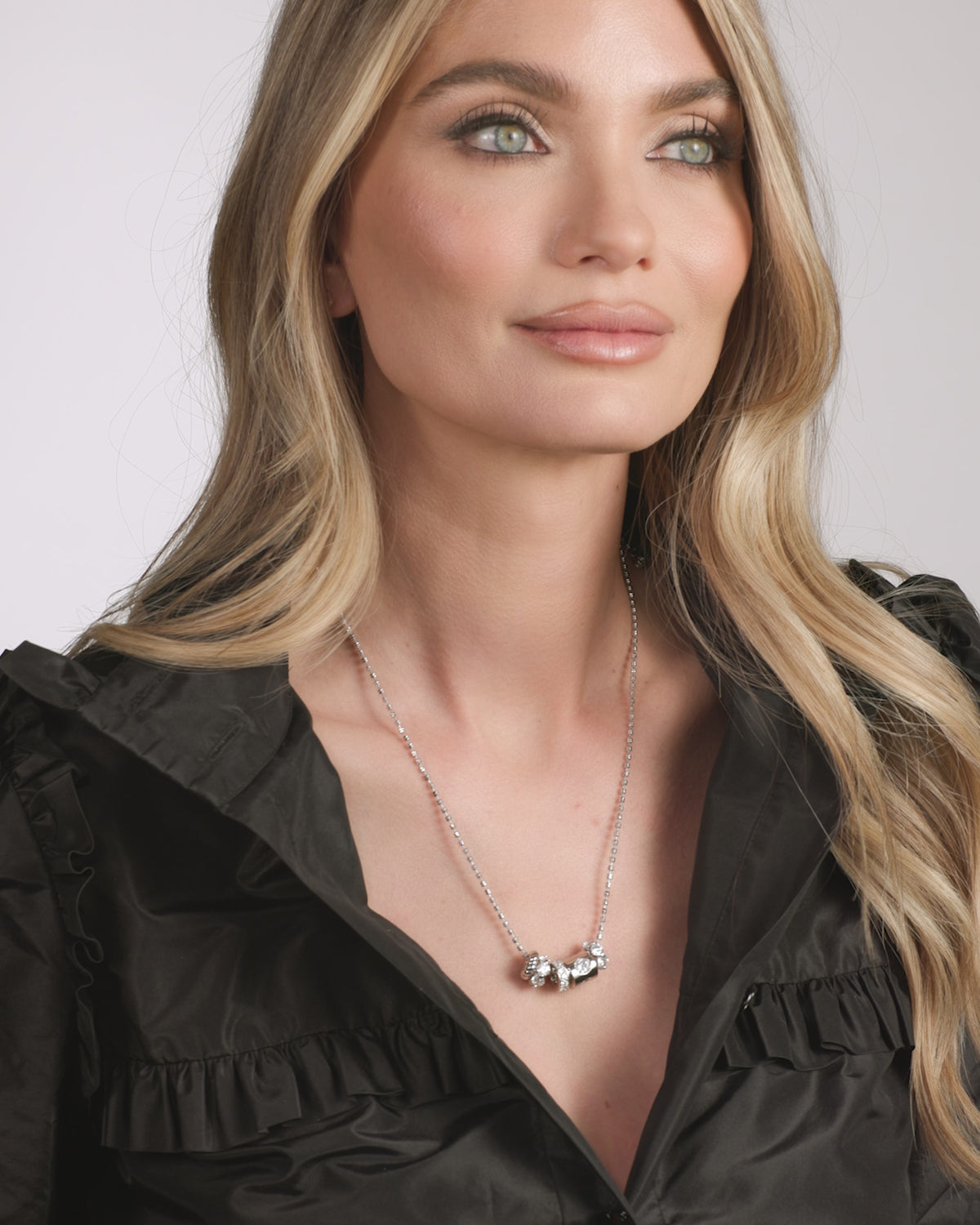Ashley Venice Necklace 13mm - Silver|White Diamondettes