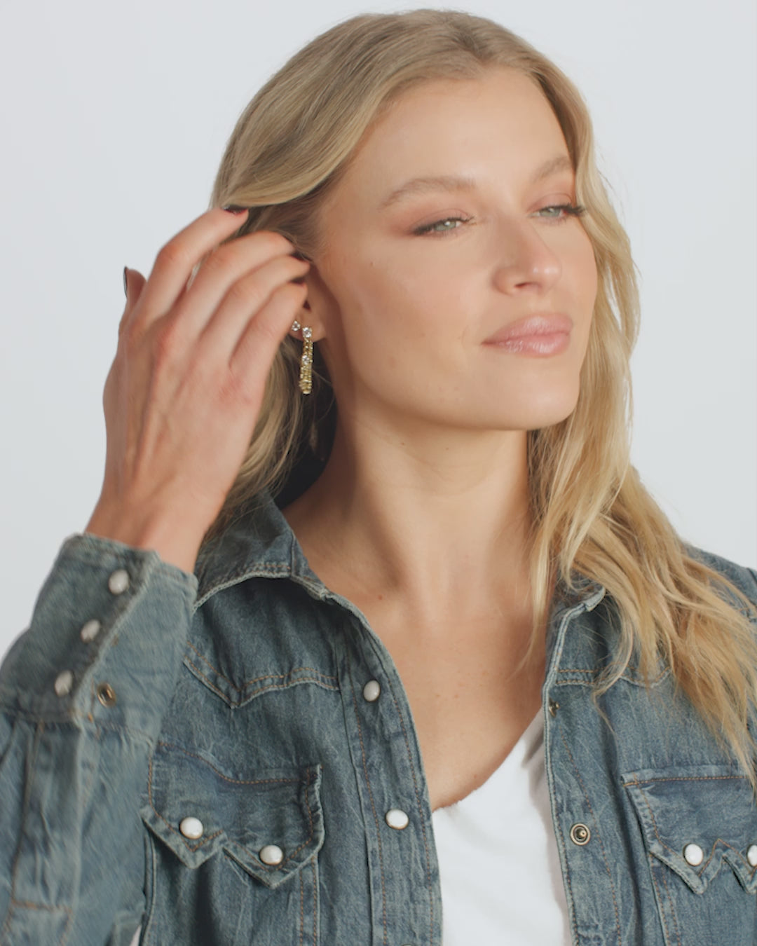 Julian Triple Diamond 5mm Soft Chain Hoops - Gold|White Diamondettes