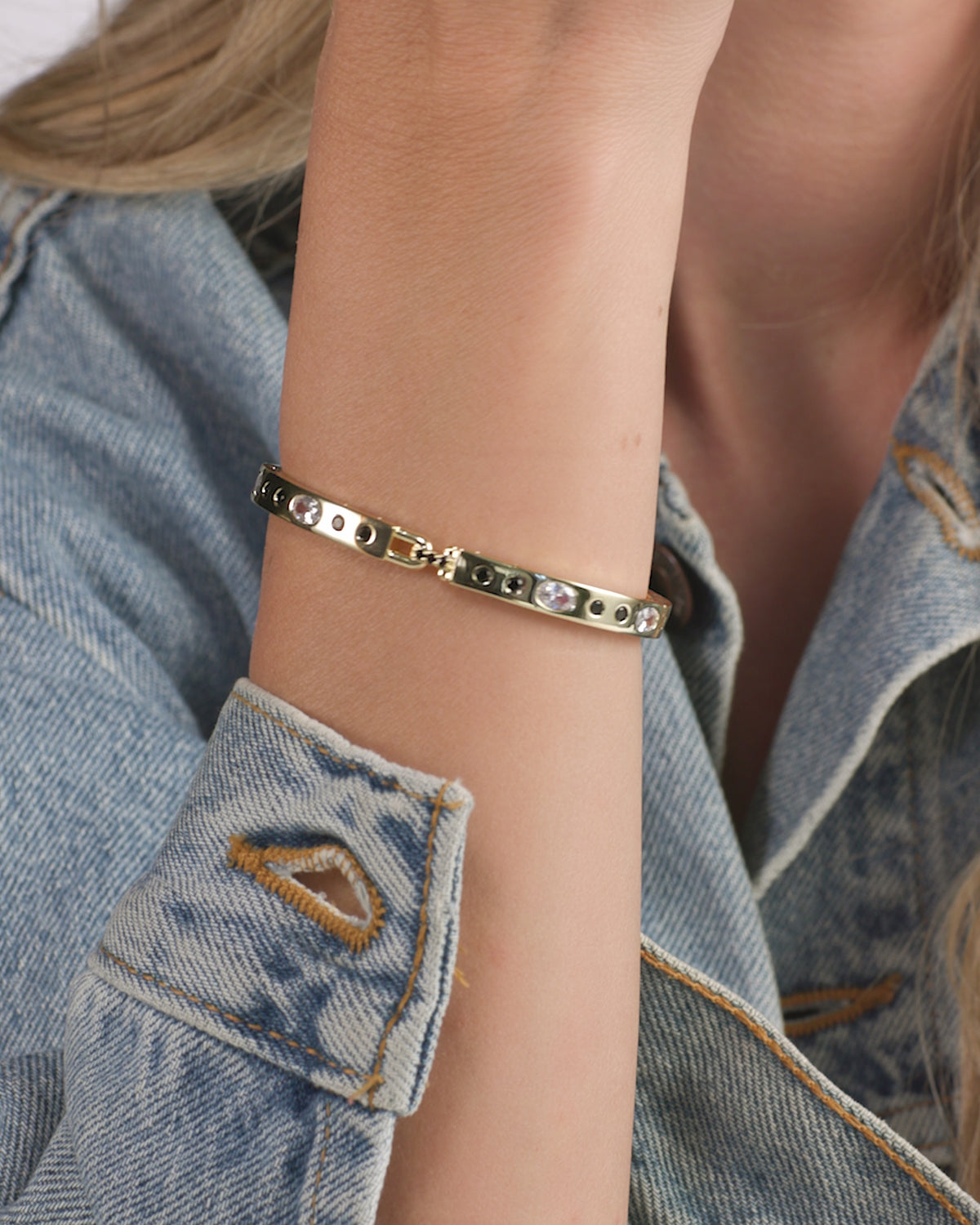 Ashley Sunset Lock Cuff 6mm - Gold|Black Diamondettes