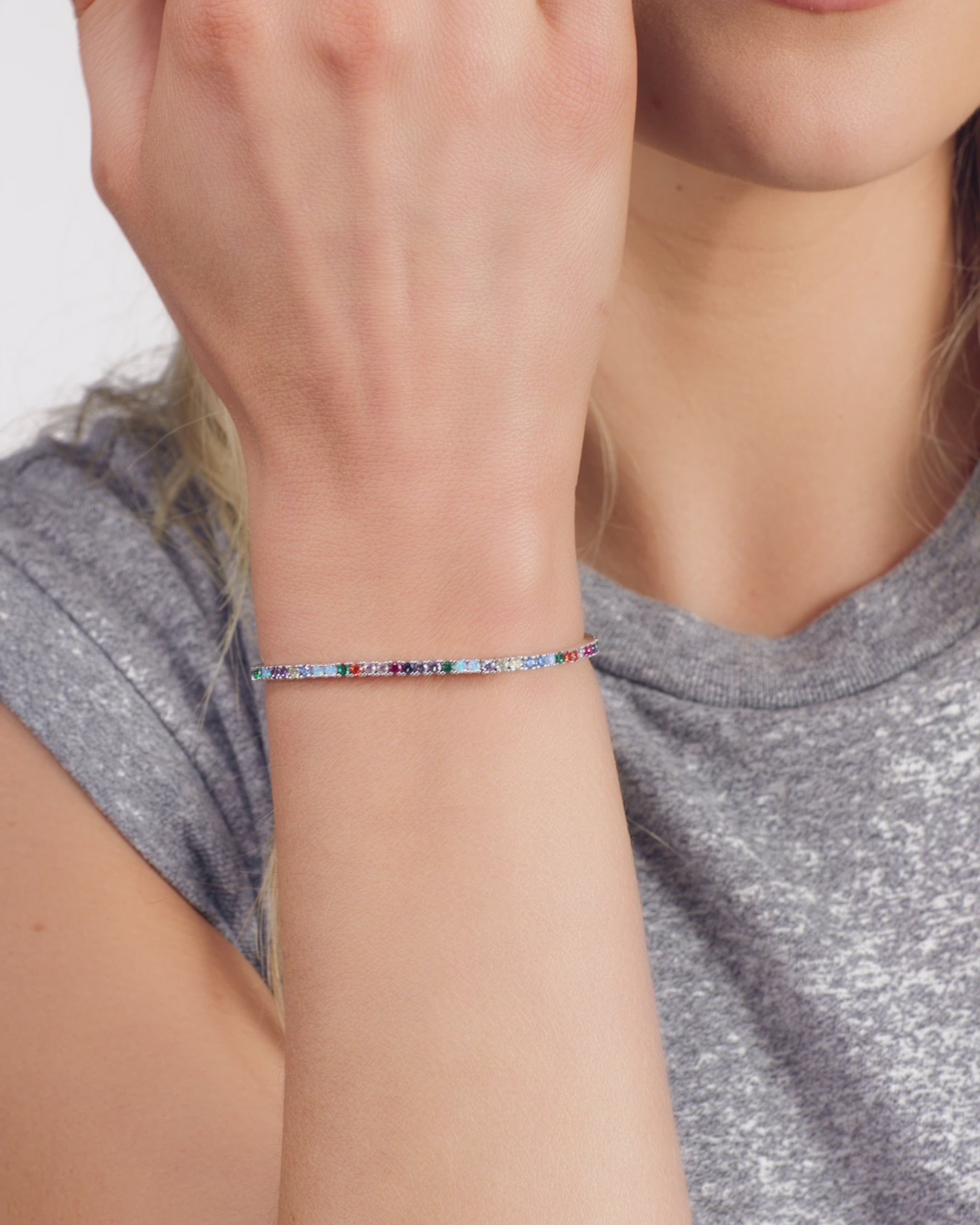 Heiress Tennis Bracelet 2mm - Silver|Multi Stone