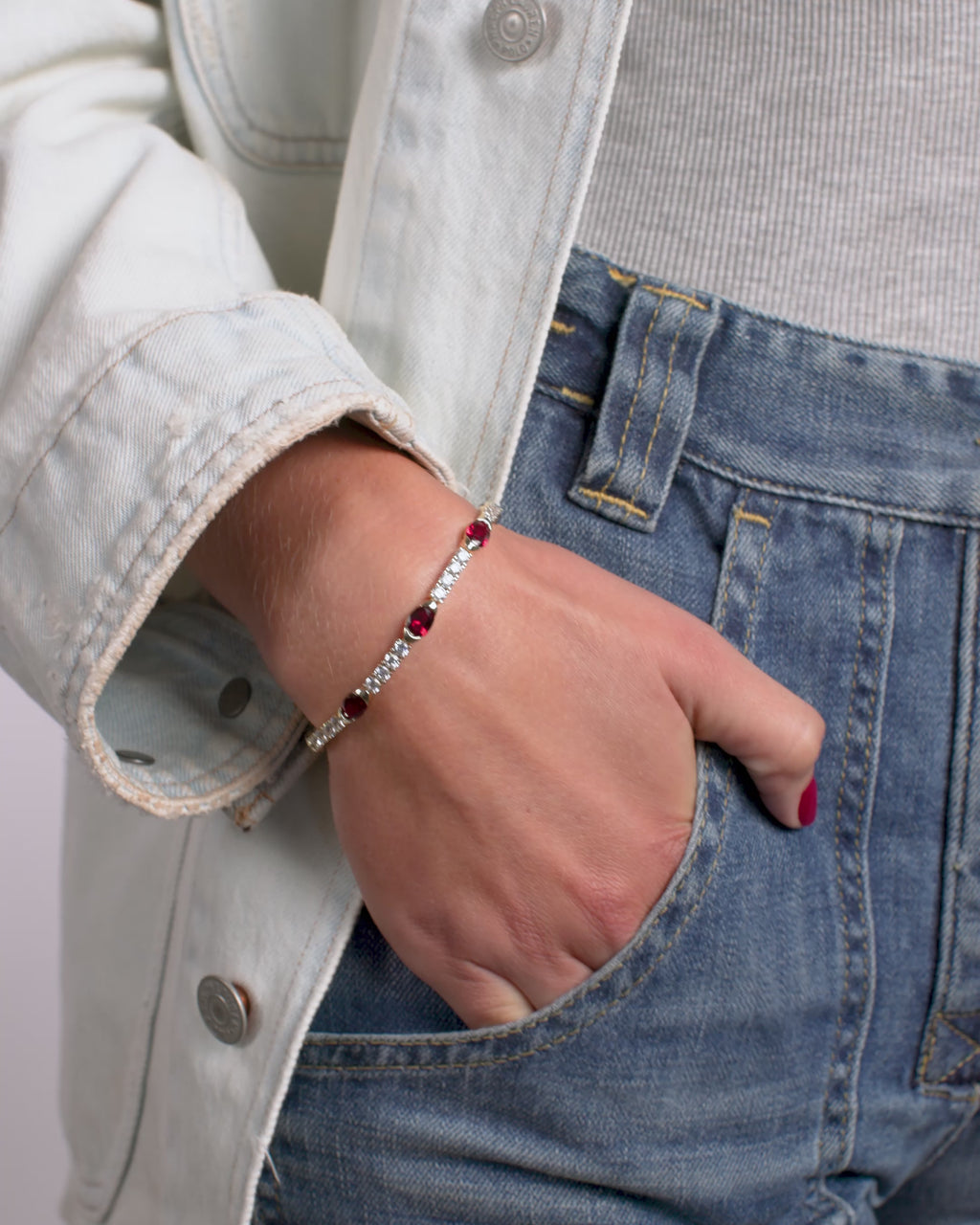 The Maven Tennis Bracelet 3mm - Gold|Ruby