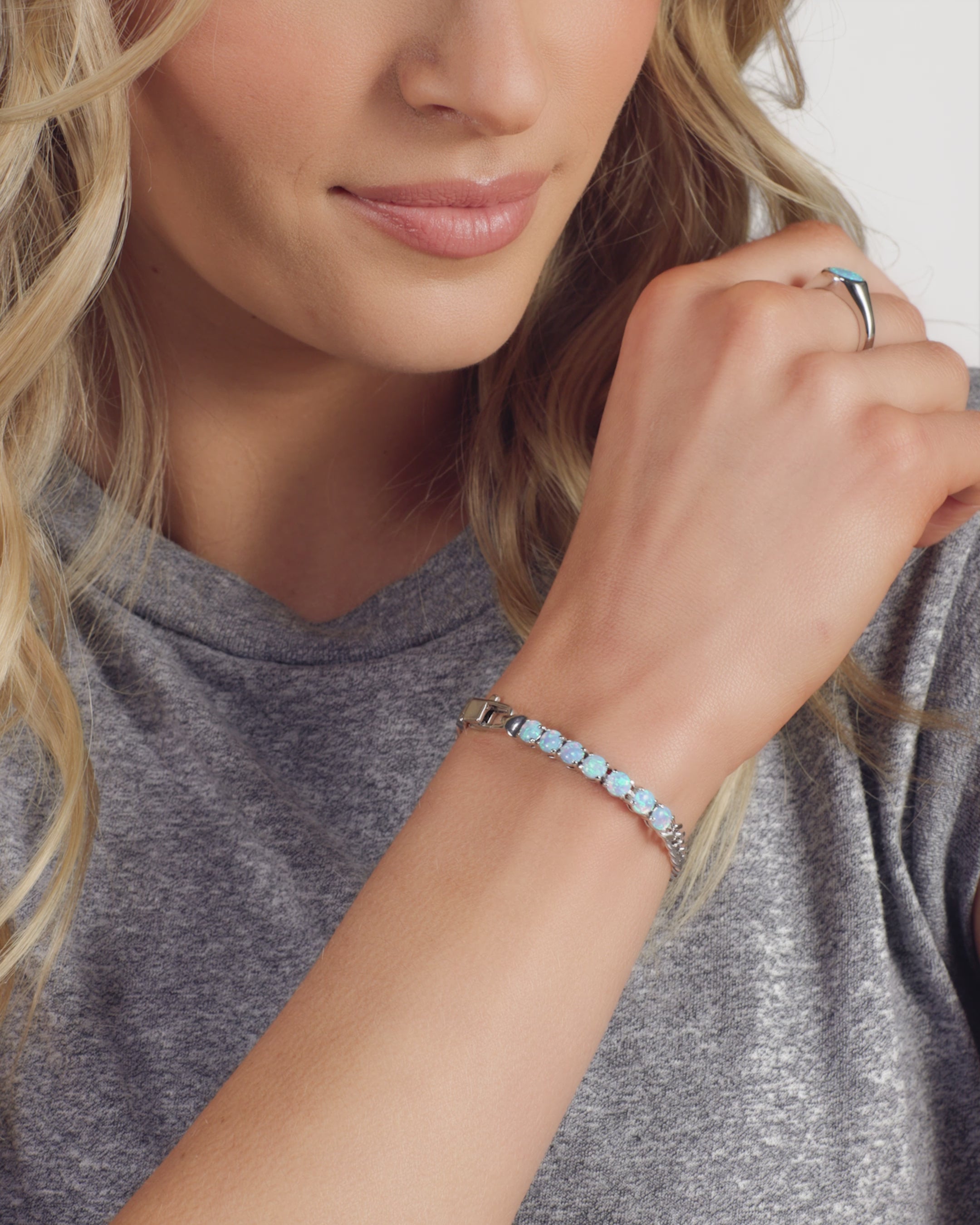 Julian Loves Opals Bracelet 5mm - Silver|Blue Opal