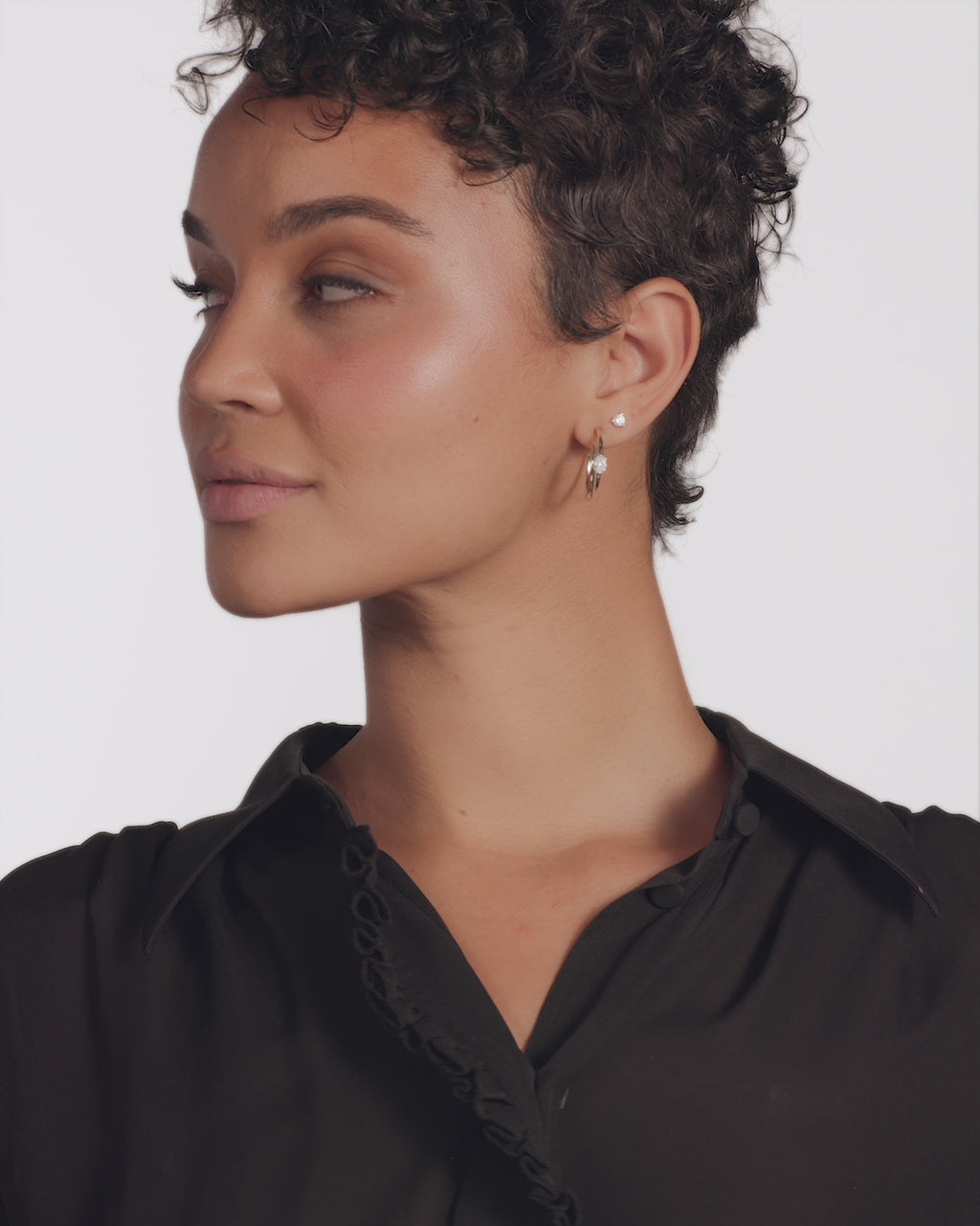 She's on Point Lasso Hoops 1" - Gold|White Diamondettes