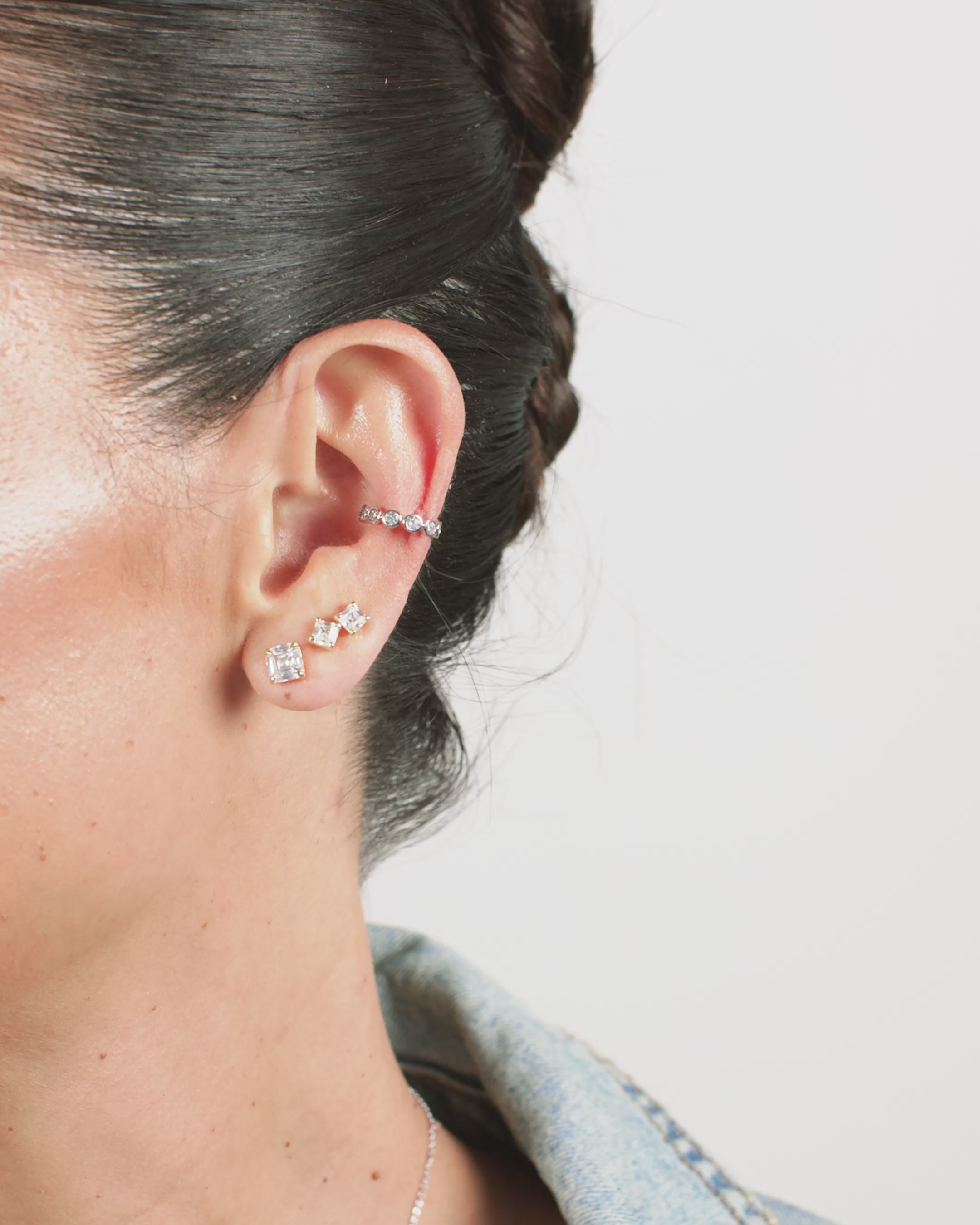 Baroness Ear Cuff - Silver|White Diamondettes