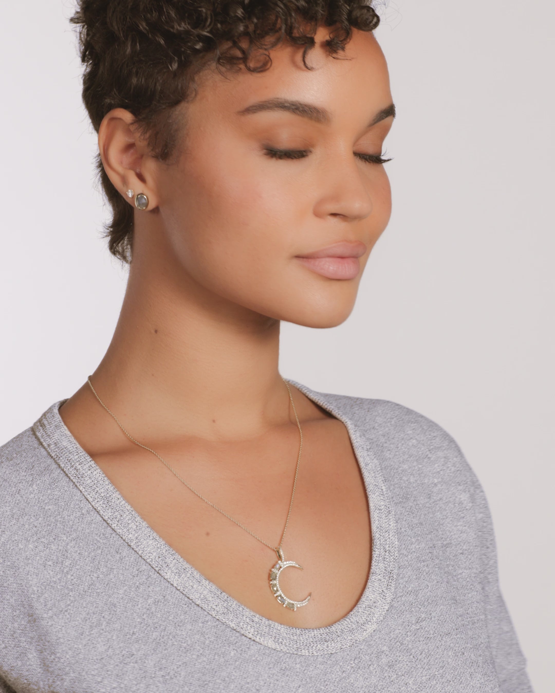 She's an Icon Moon Necklace - Gold|Labradorite – Melinda Maria Jewelry