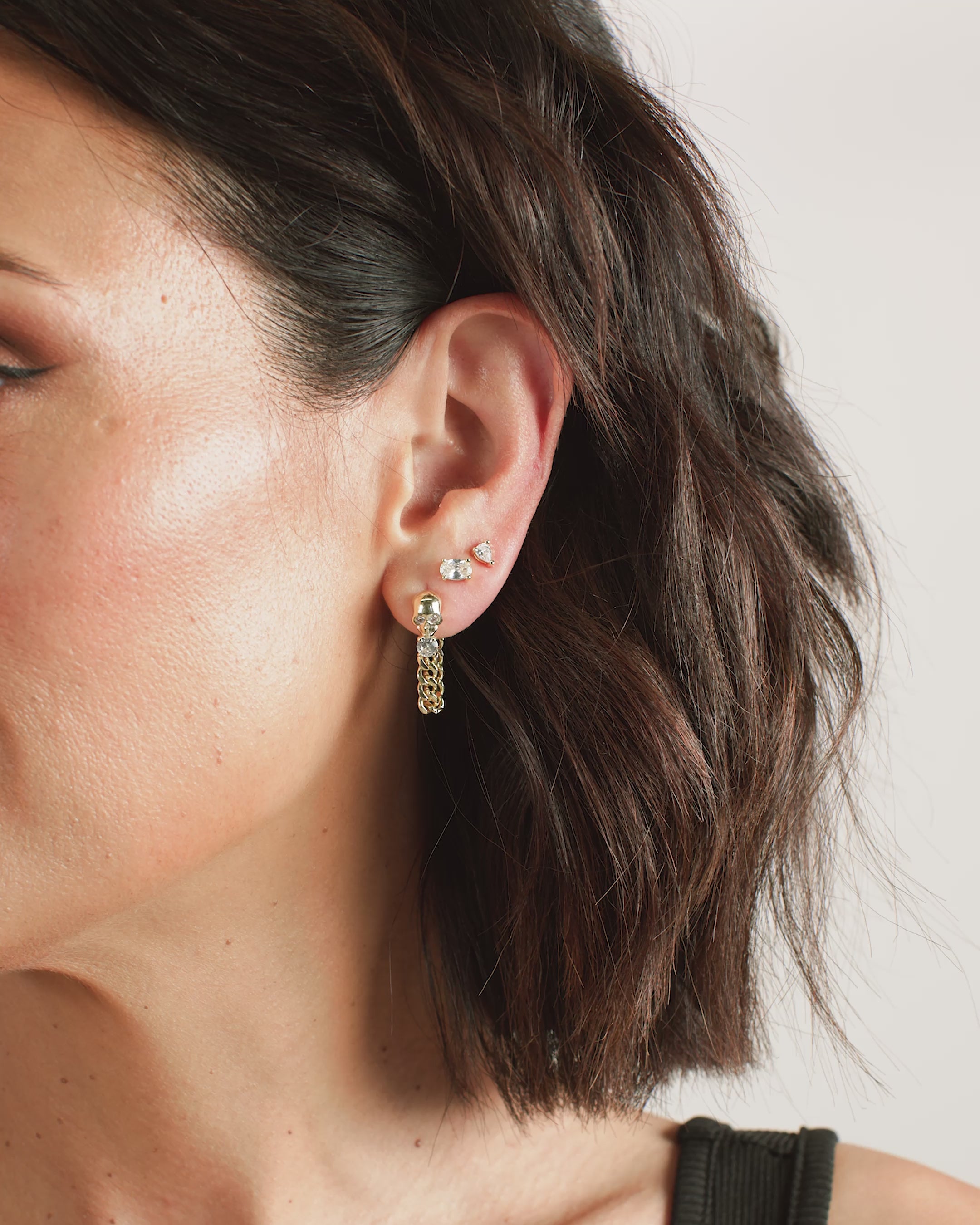 Ride or Die Soft Hoops - Edgy Gold Skull Simulated Diamond