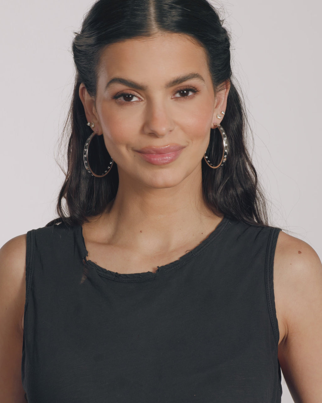 Ashley Rodeo Hoops 2" - Silver|White Diamondettes