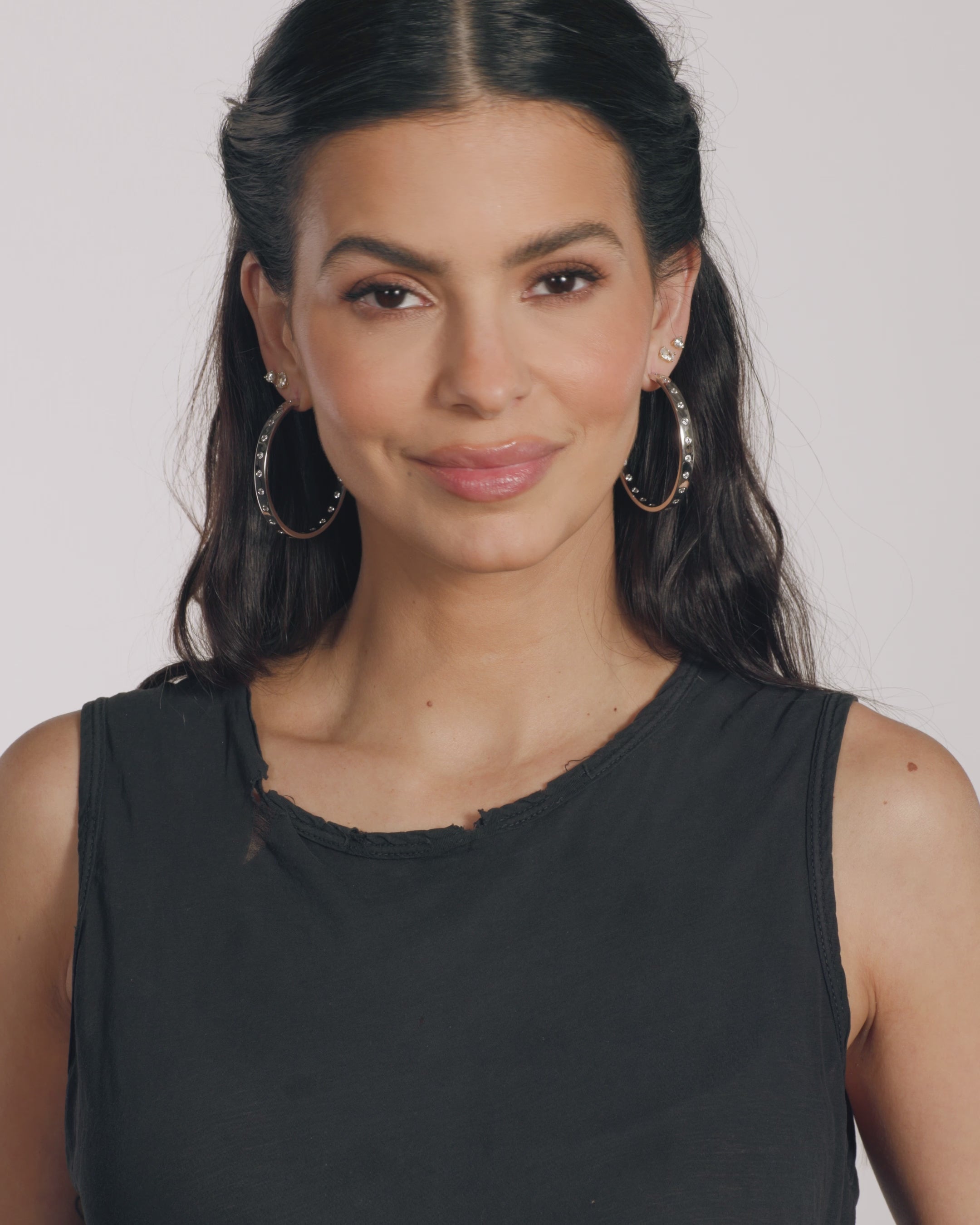 Ashley Rodeo Hoops 2" - Silver|White Diamondettes