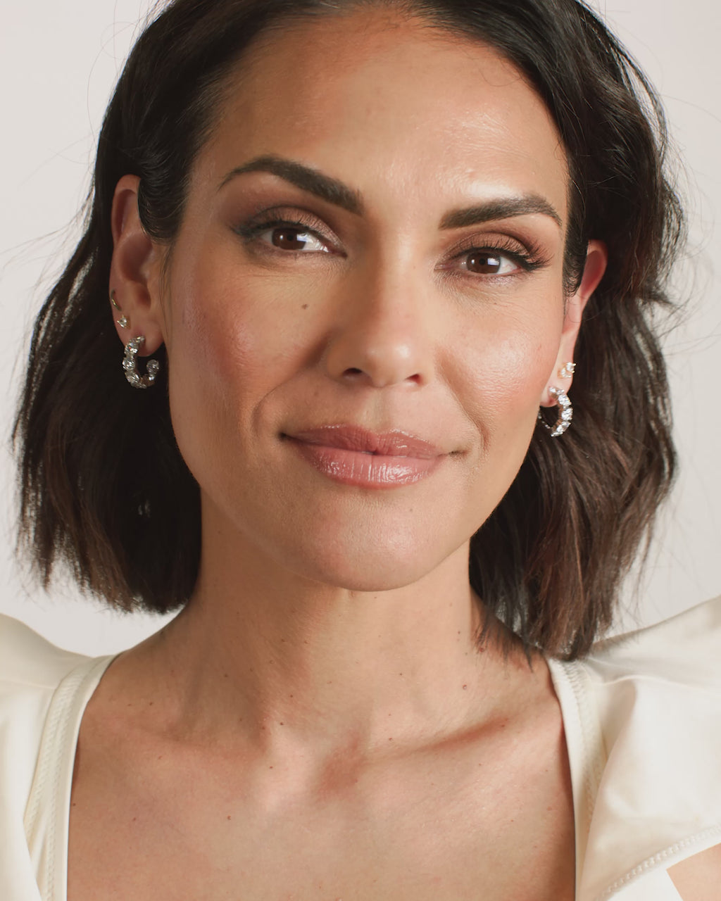 "Oh She Fancy" Hoops .75" - Silver|White Diamondettes