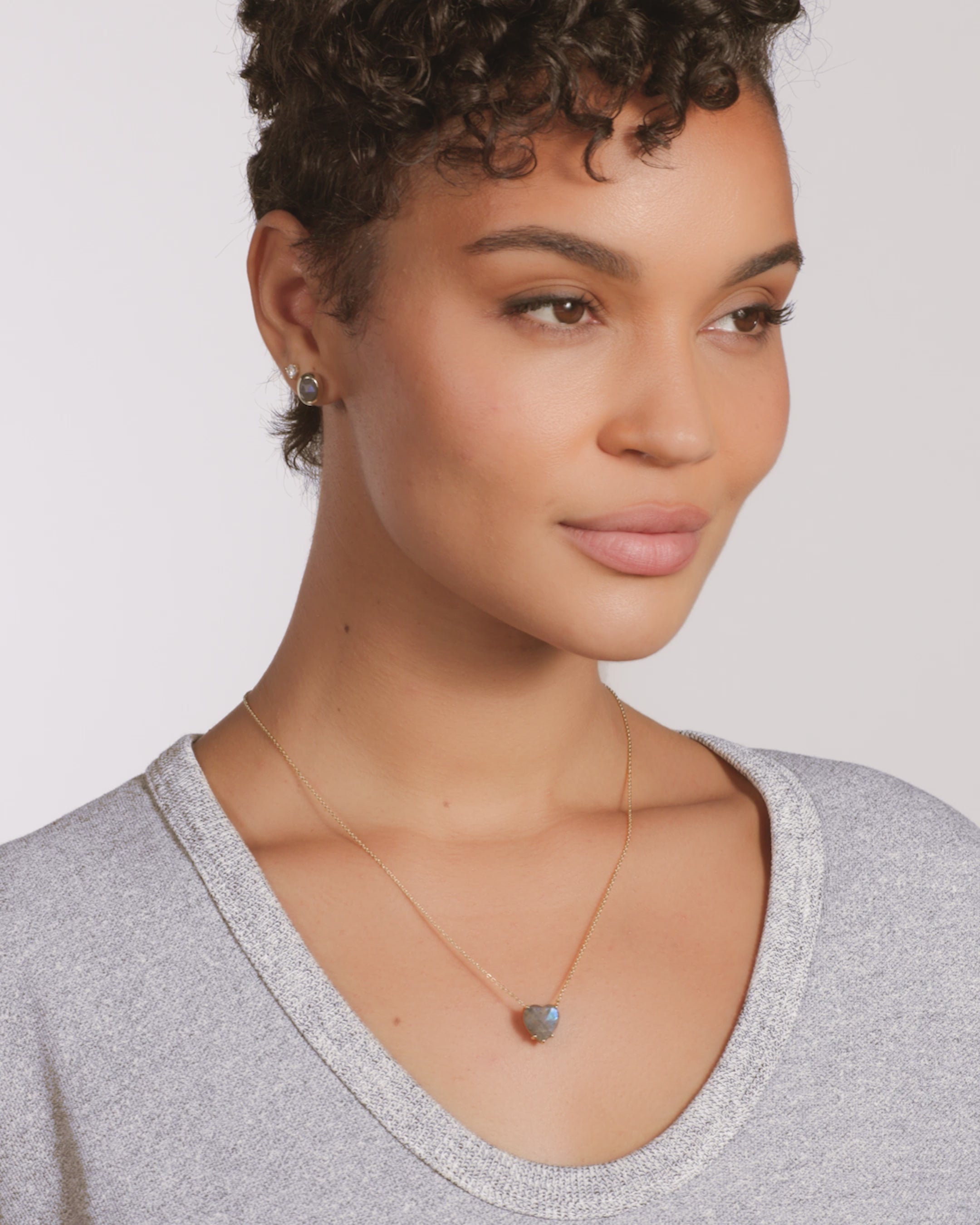 The Allison Heart Necklace - Gold|Labradorite