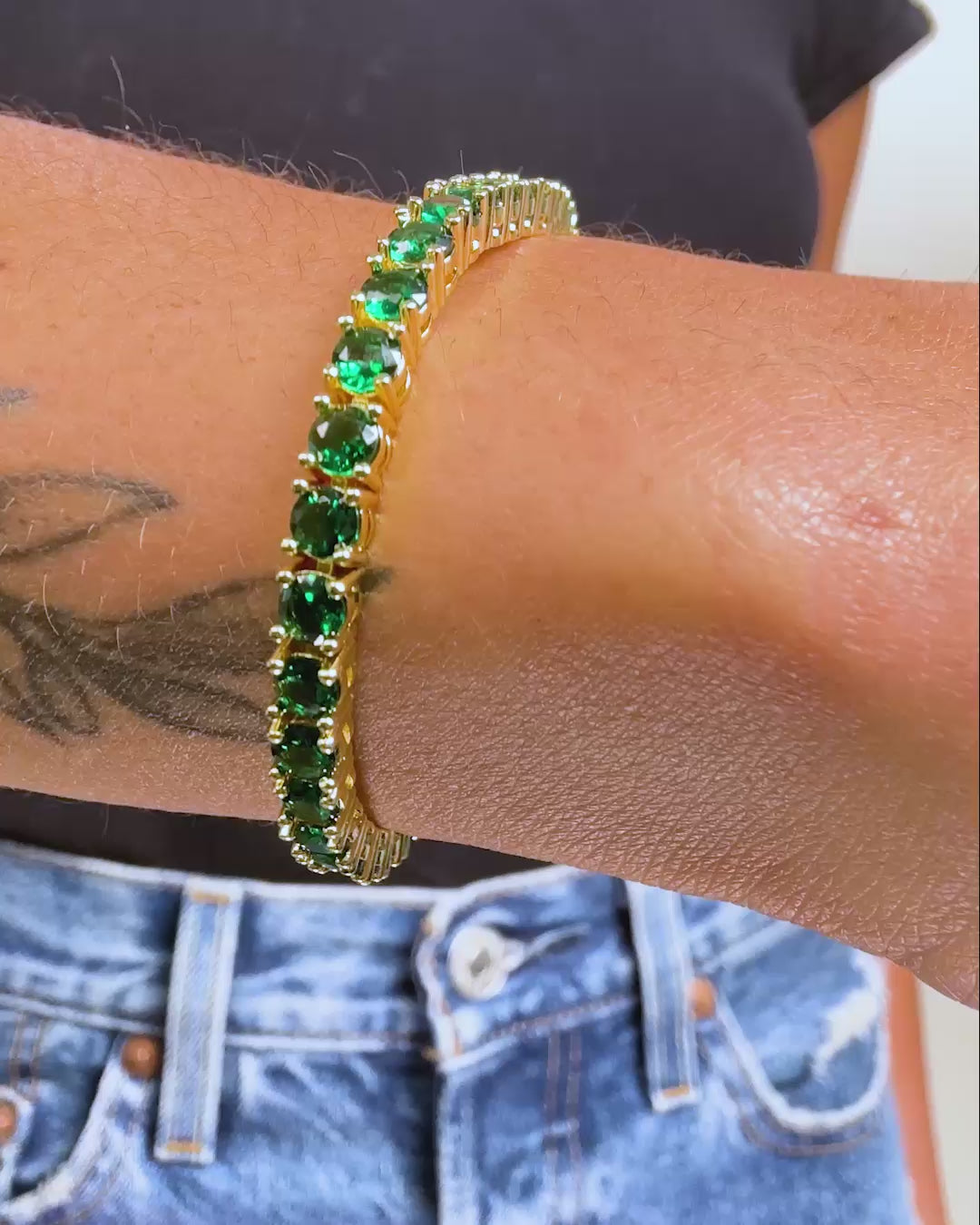 Grand Heiress Tennis Bracelet 4mm - Gold|Emerald