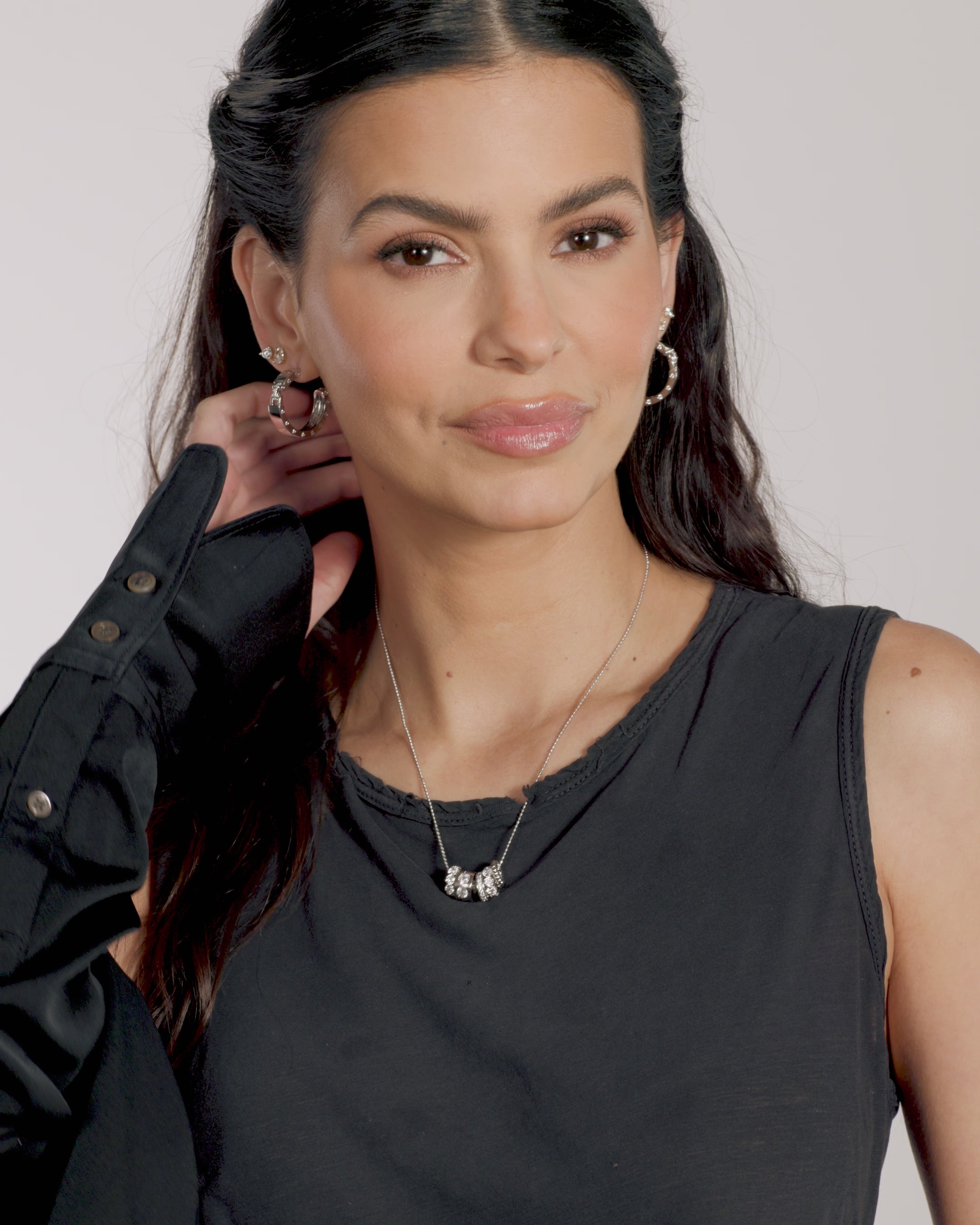 Ashley Venice Necklace - Silver|White Diamondettes