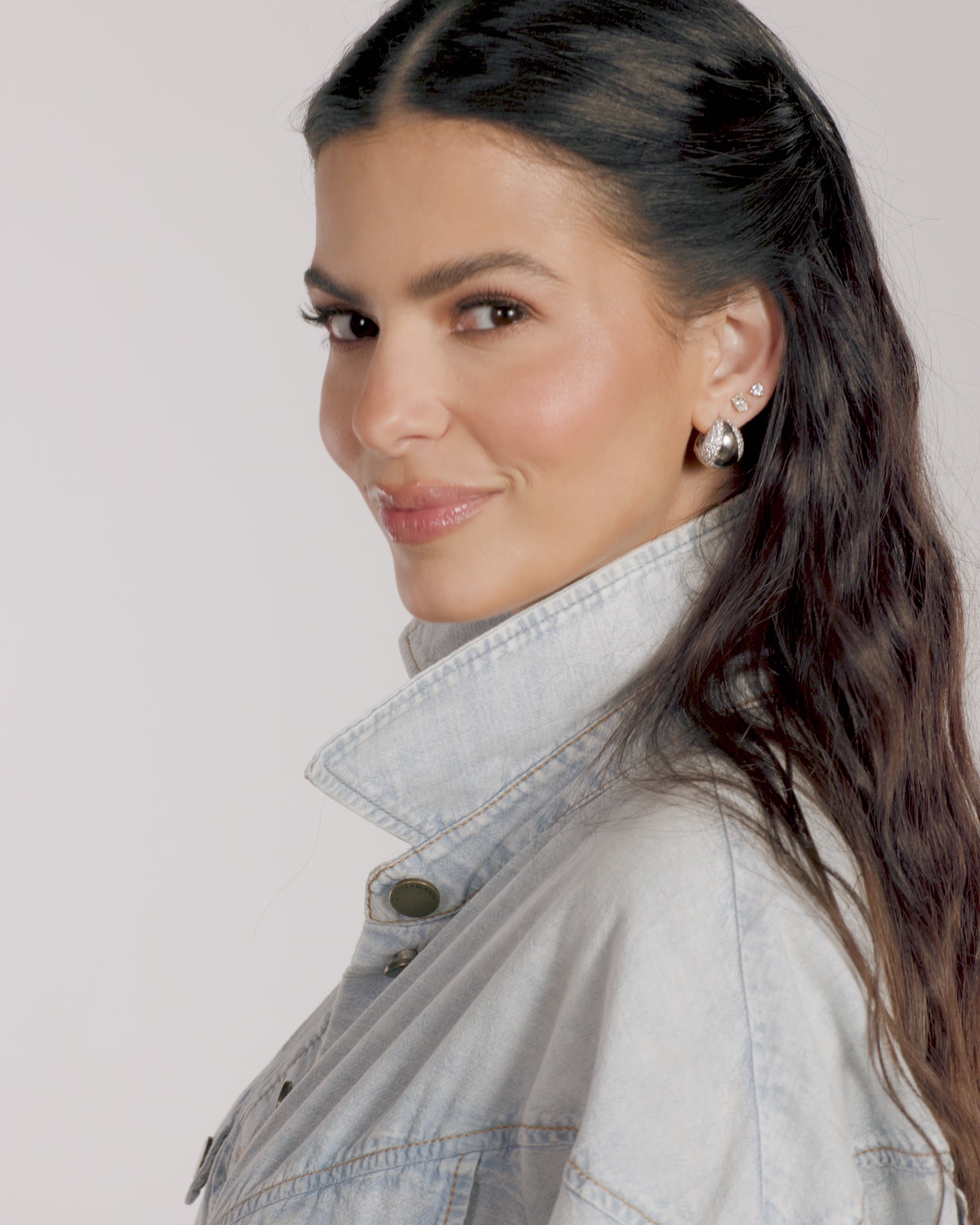 Norah Split Pavé Earrings - Silver|White Diamondettes