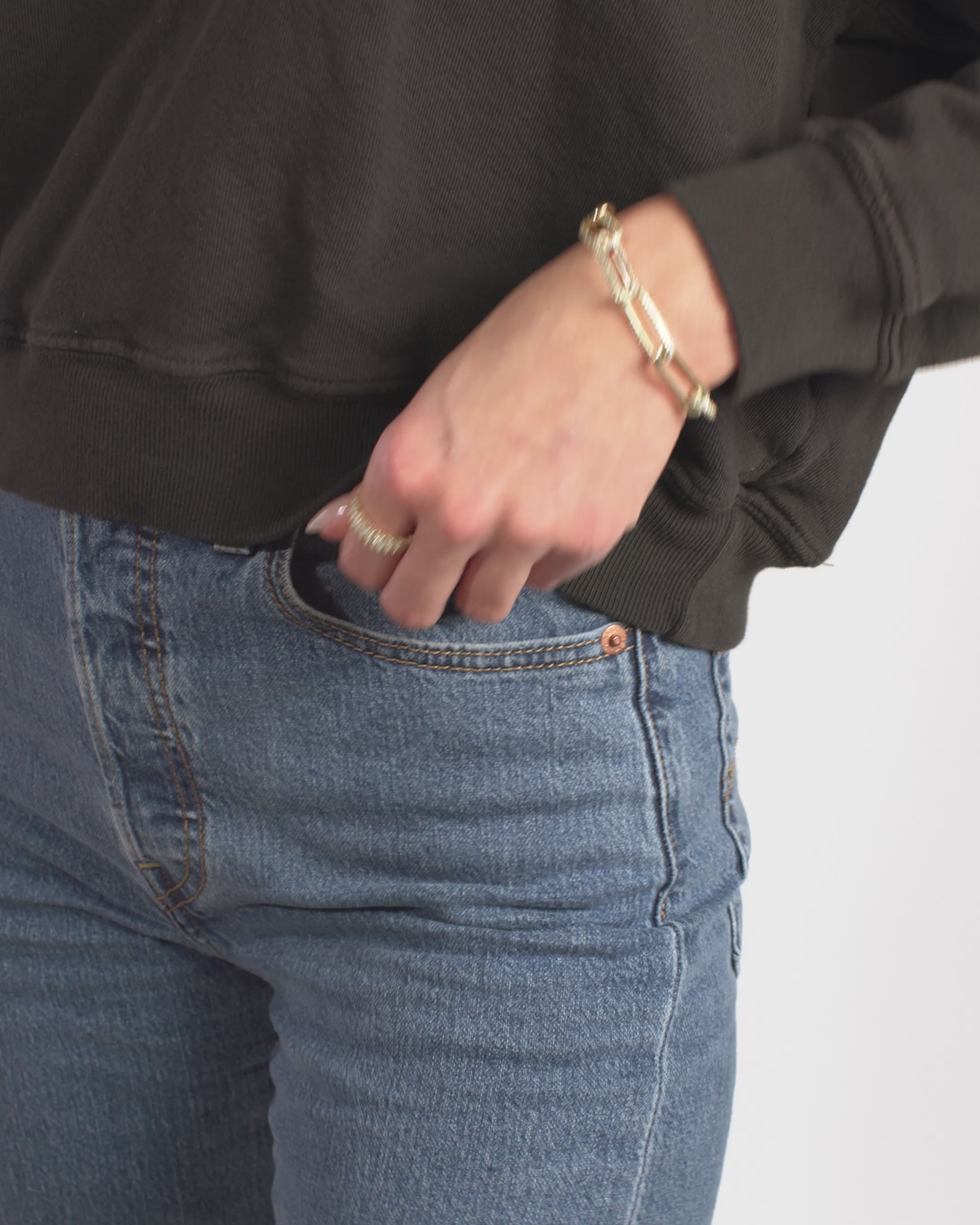 Carrie Pavé Chain Link Bracelet 8mm - Gold|White Diamondettes