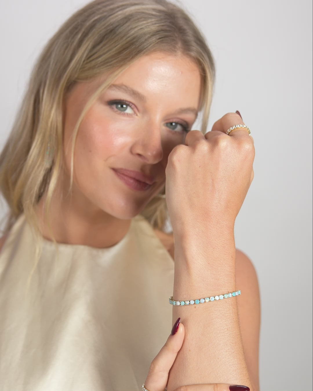 Grand Heiress Ombré Tennis Bracelet - Gold|Blue Opal Ombré