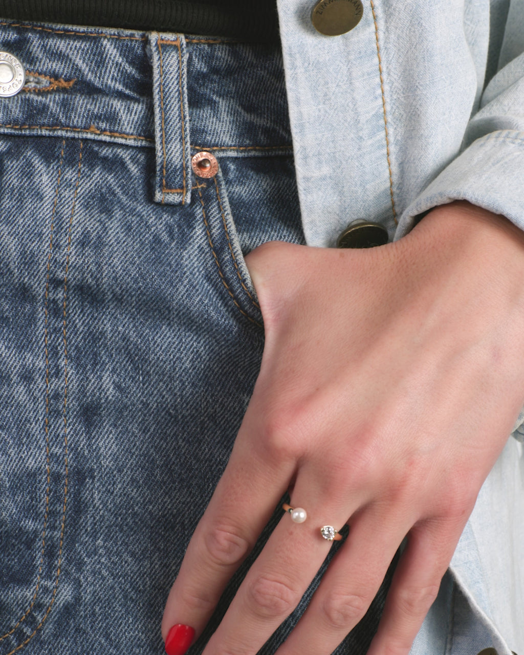 Perfect Pearl Open Ring - Gold
